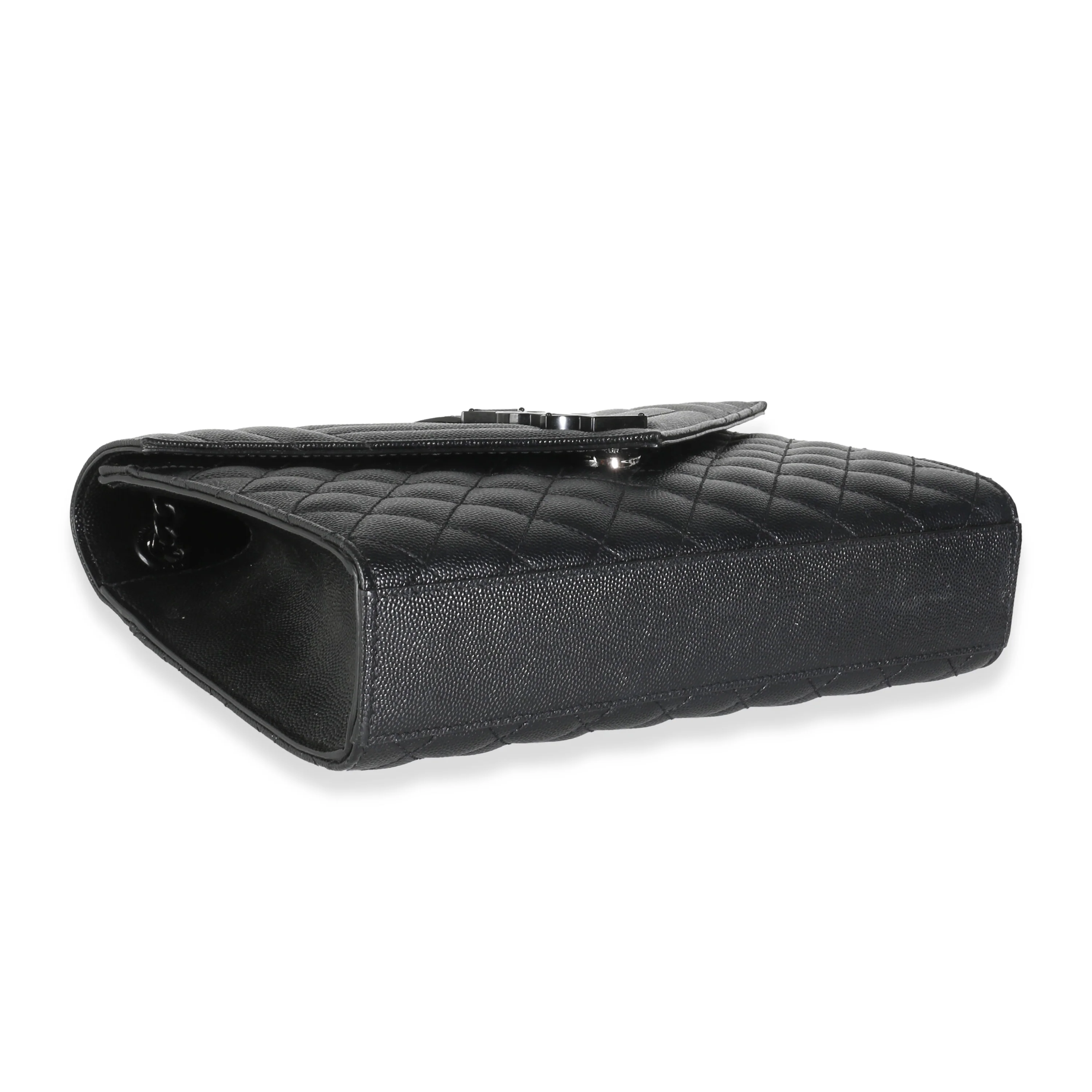Black Grain De Poudre Mixed Matelasse Triquilt Medium Envelope Bag - Image 6