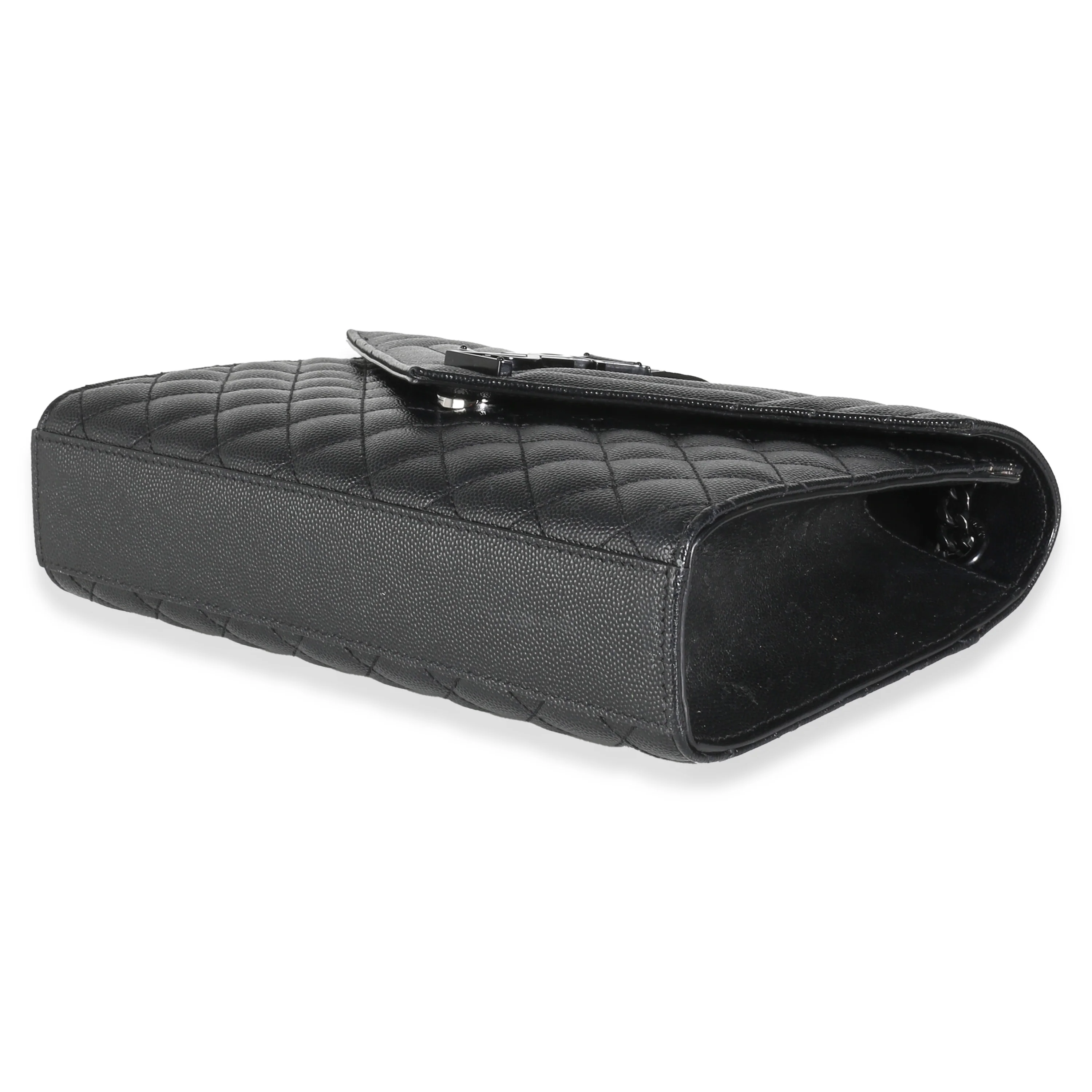 Black Grain De Poudre Mixed Matelasse Triquilt Medium Envelope Bag - Image 7