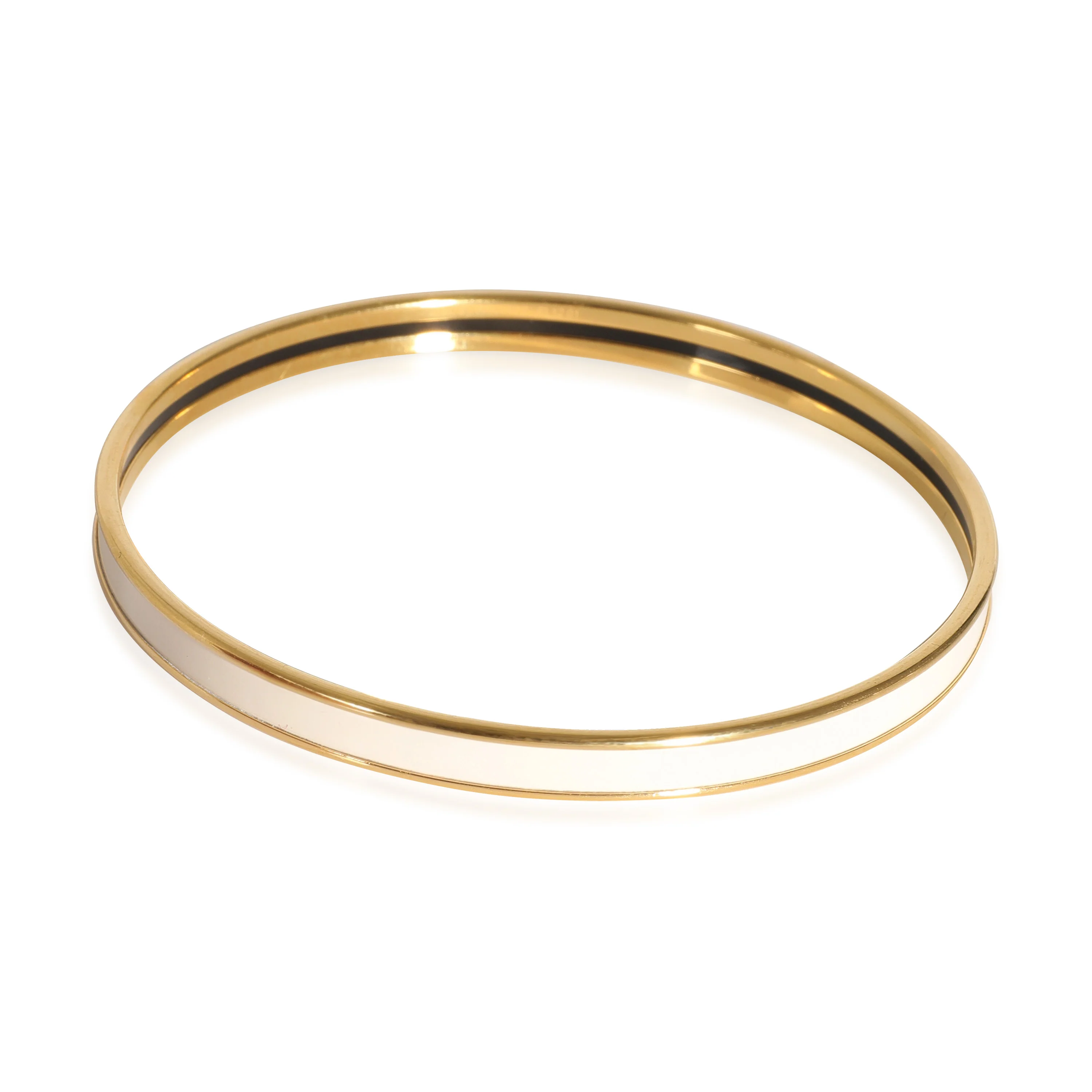Hermes Extra Narrow Uni Bangle In Creme Yellow Gold Plated, 70MM - Image 3
