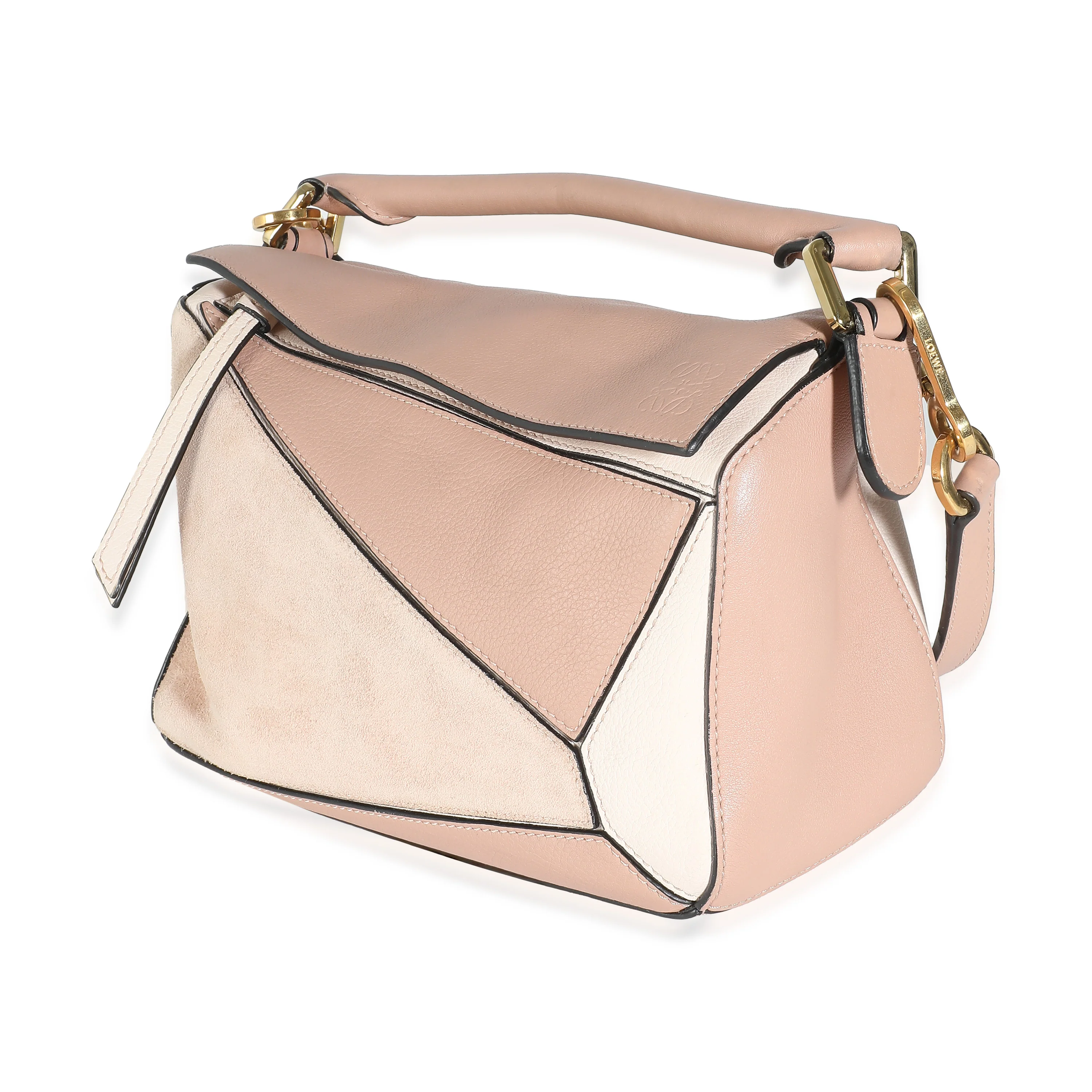 Blush Suede Calfskin Small Puzzle Bag - Image 2