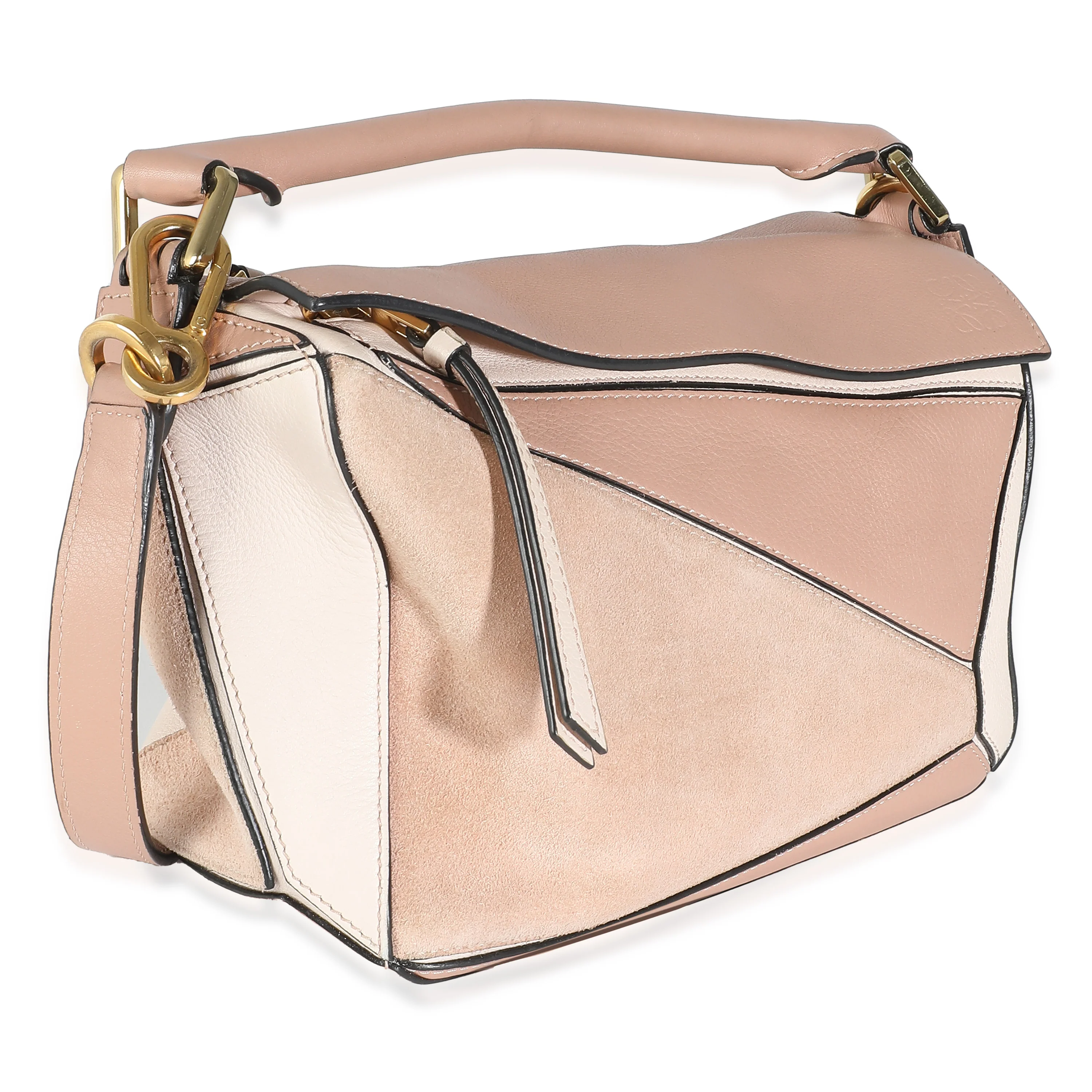 Blush Suede Calfskin Small Puzzle Bag - Image 3