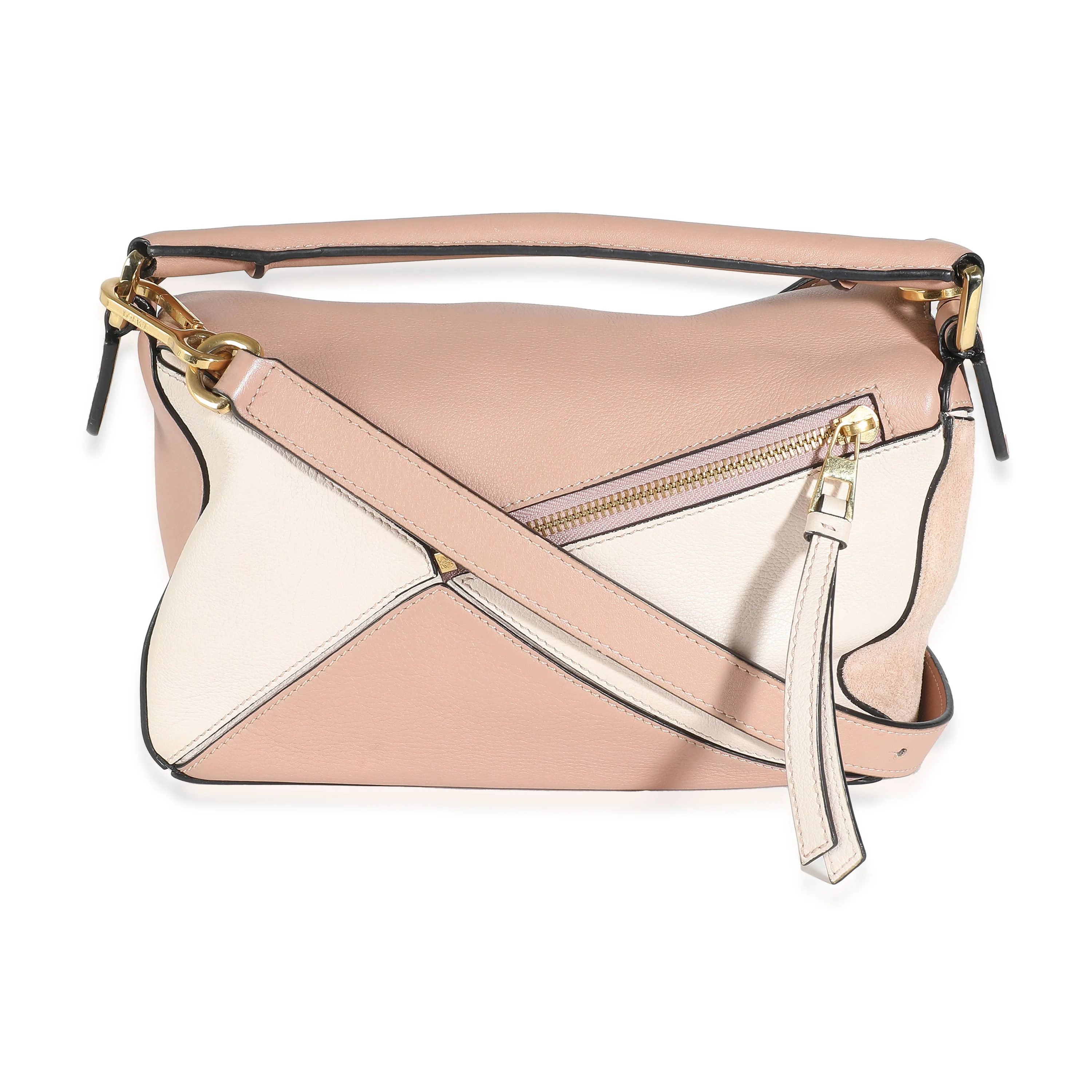 Blush Suede Calfskin Small Puzzle Bag - Image 4
