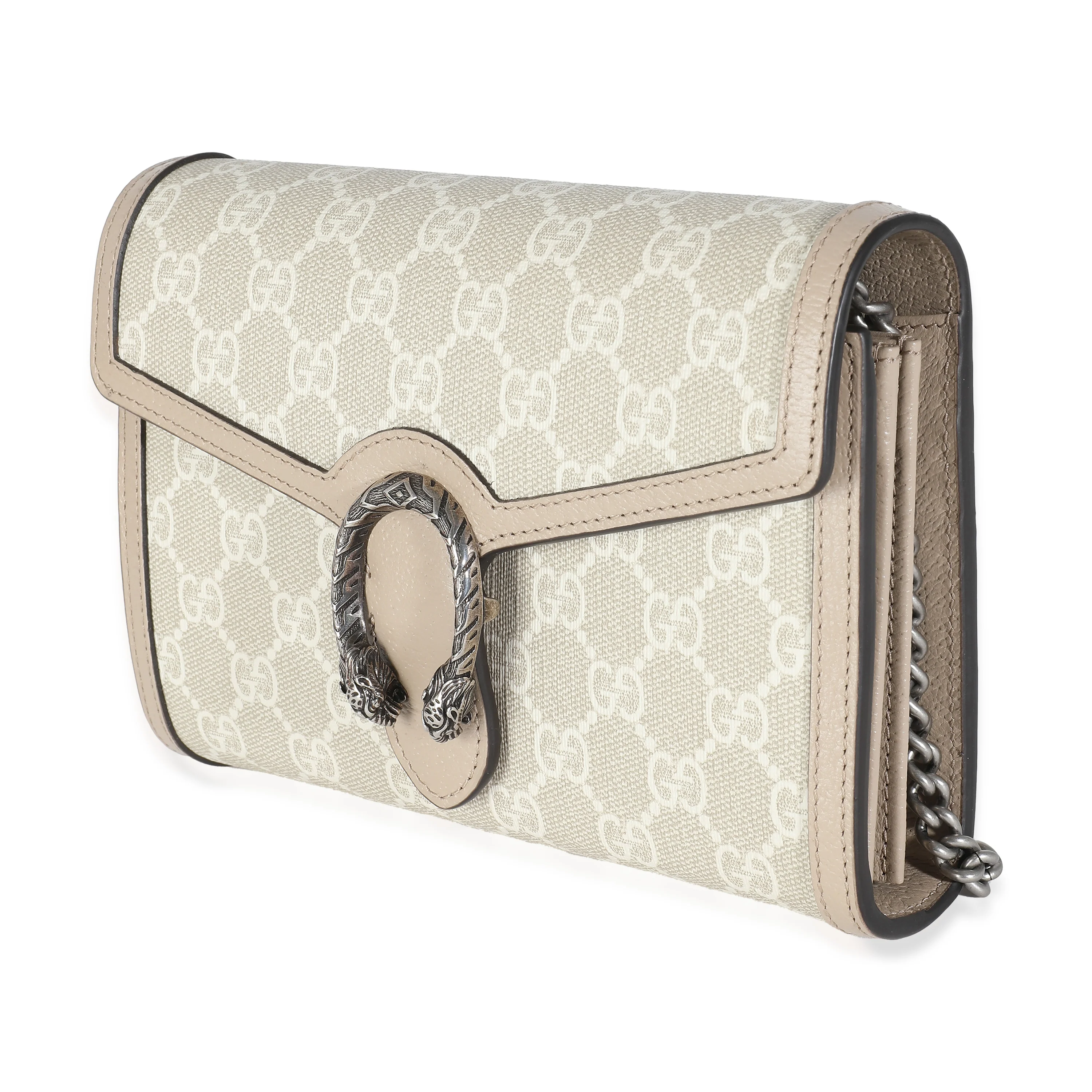 Beige White GG Supreme Canvas Dionysus Mini Chain Wallet - Image 2