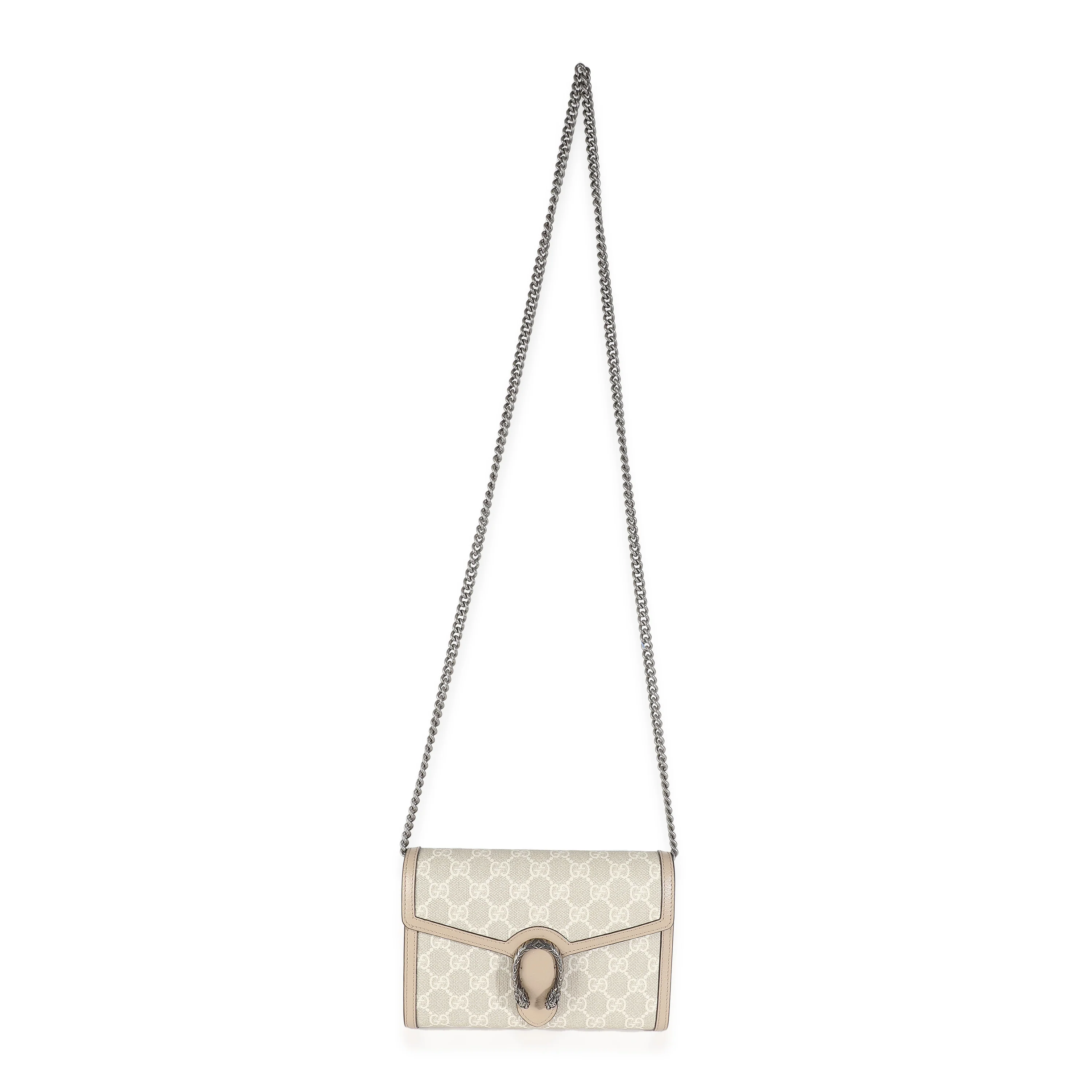 Beige White GG Supreme Canvas Dionysus Mini Chain Wallet - Image 8