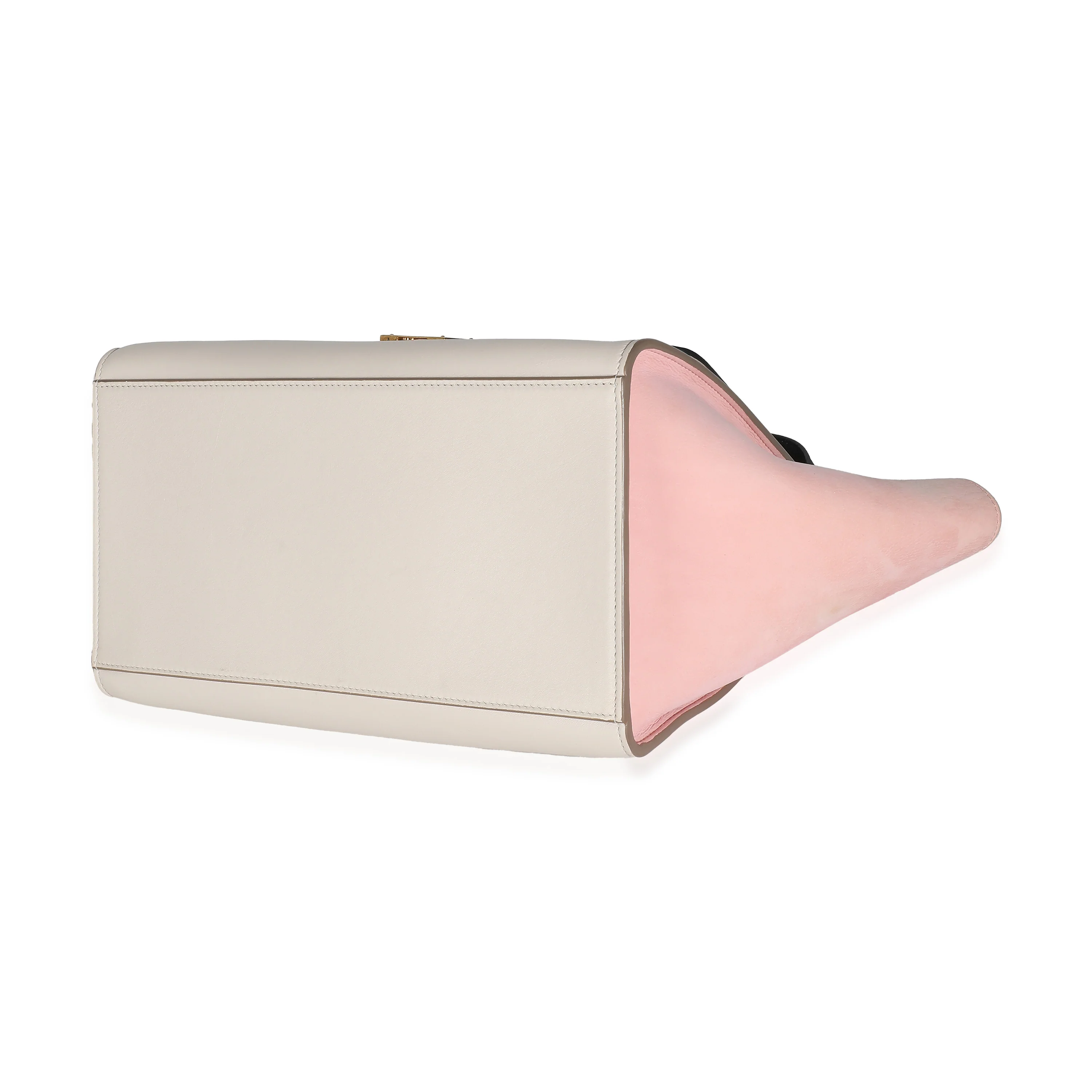 Black Grey Pink Suede Grained Calfskin Tricolor Small Trapeze Bag - Image 7