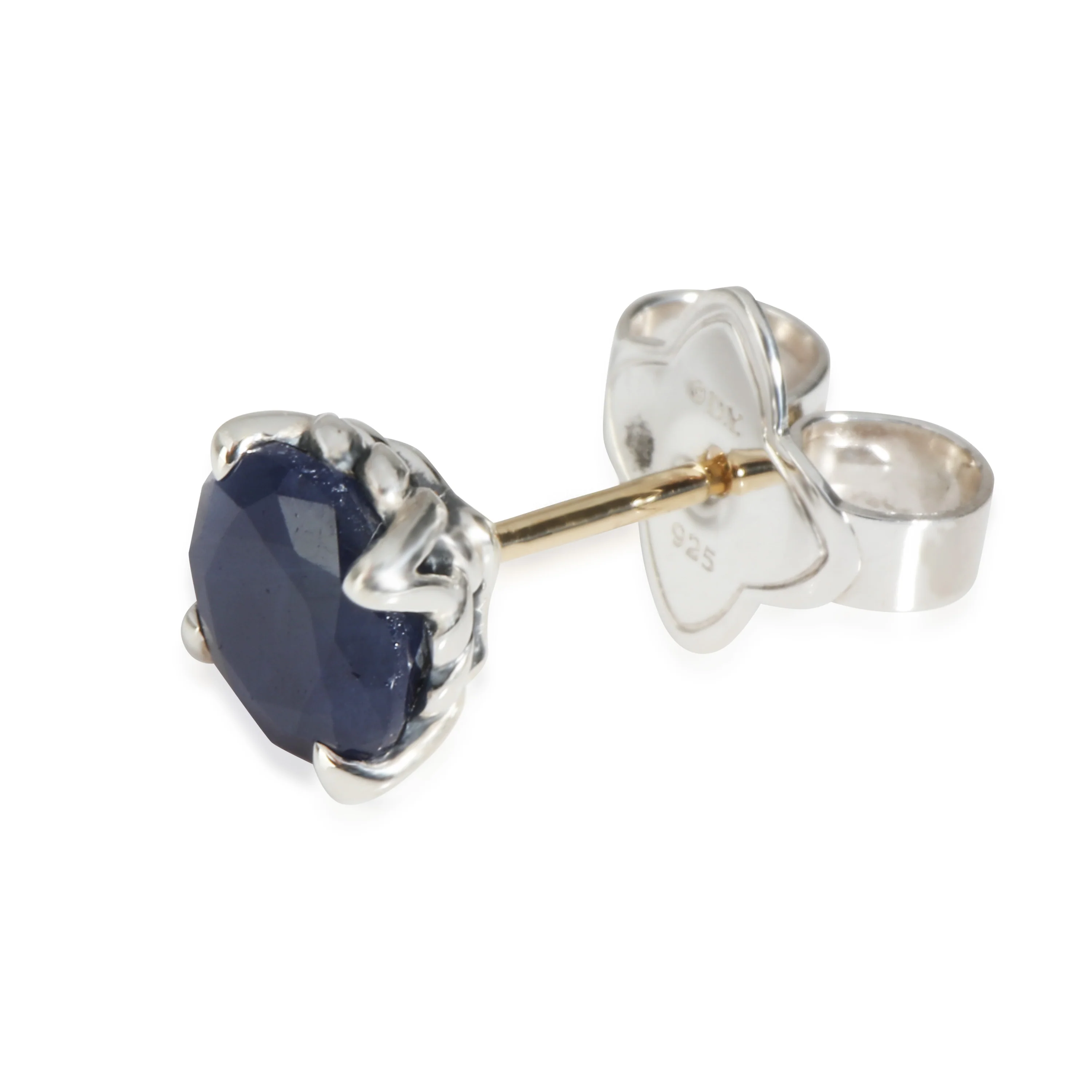 Mens Collection Sapphire Single Stud Earring in  Sterling Silver - Image 2