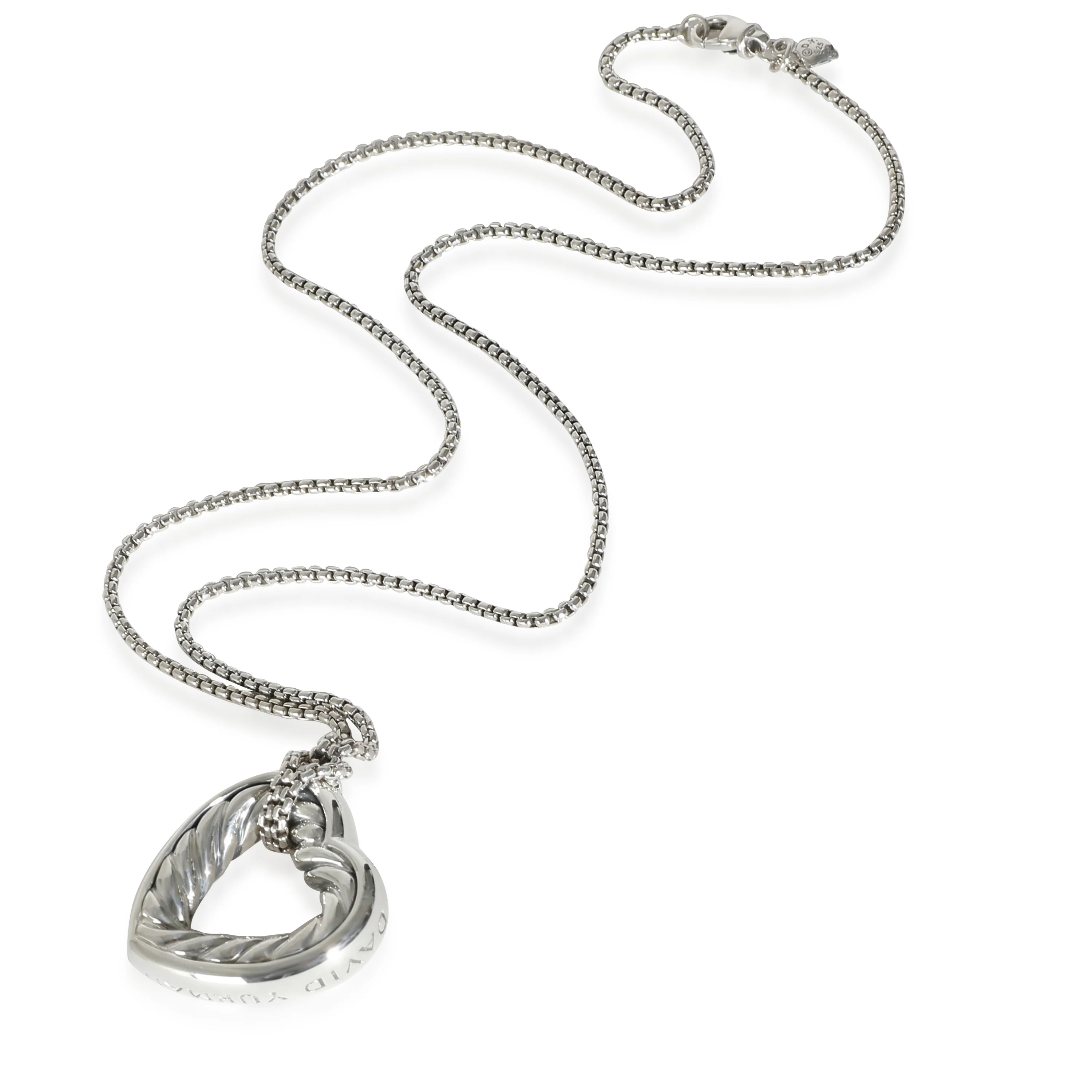 Open Heart Cable Pendant in Sterling Silver - Image 2