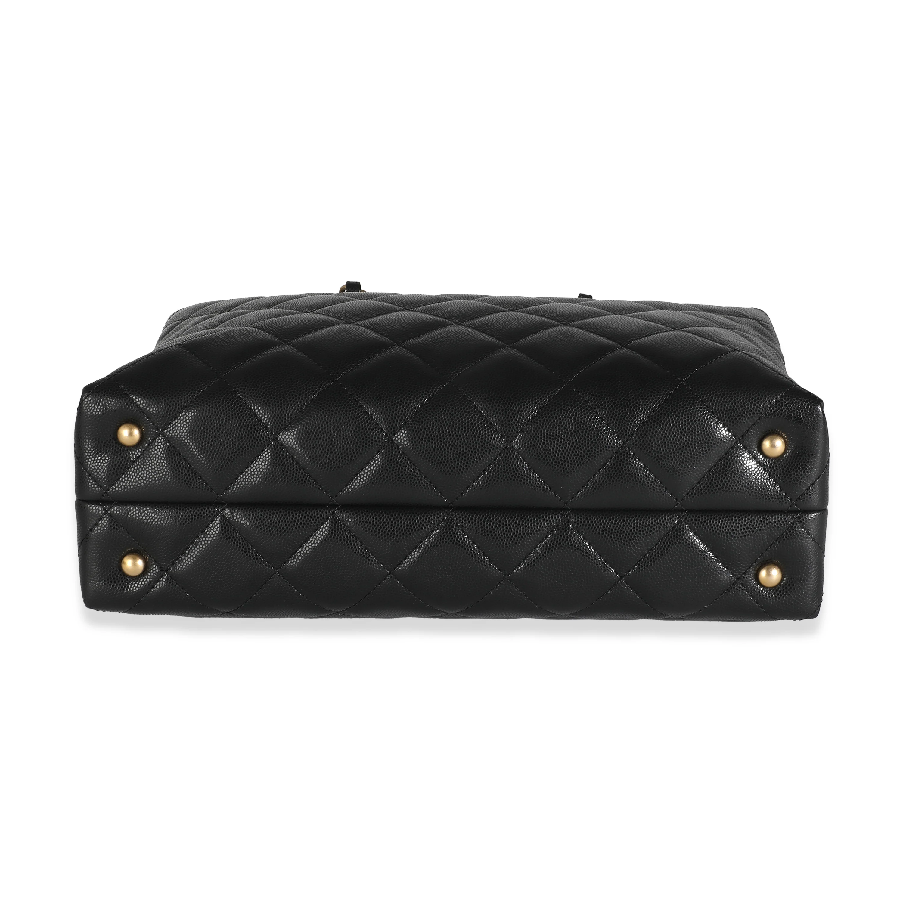 24S Black Quilted  Small Metal Handle Shopping Bag - Image 5