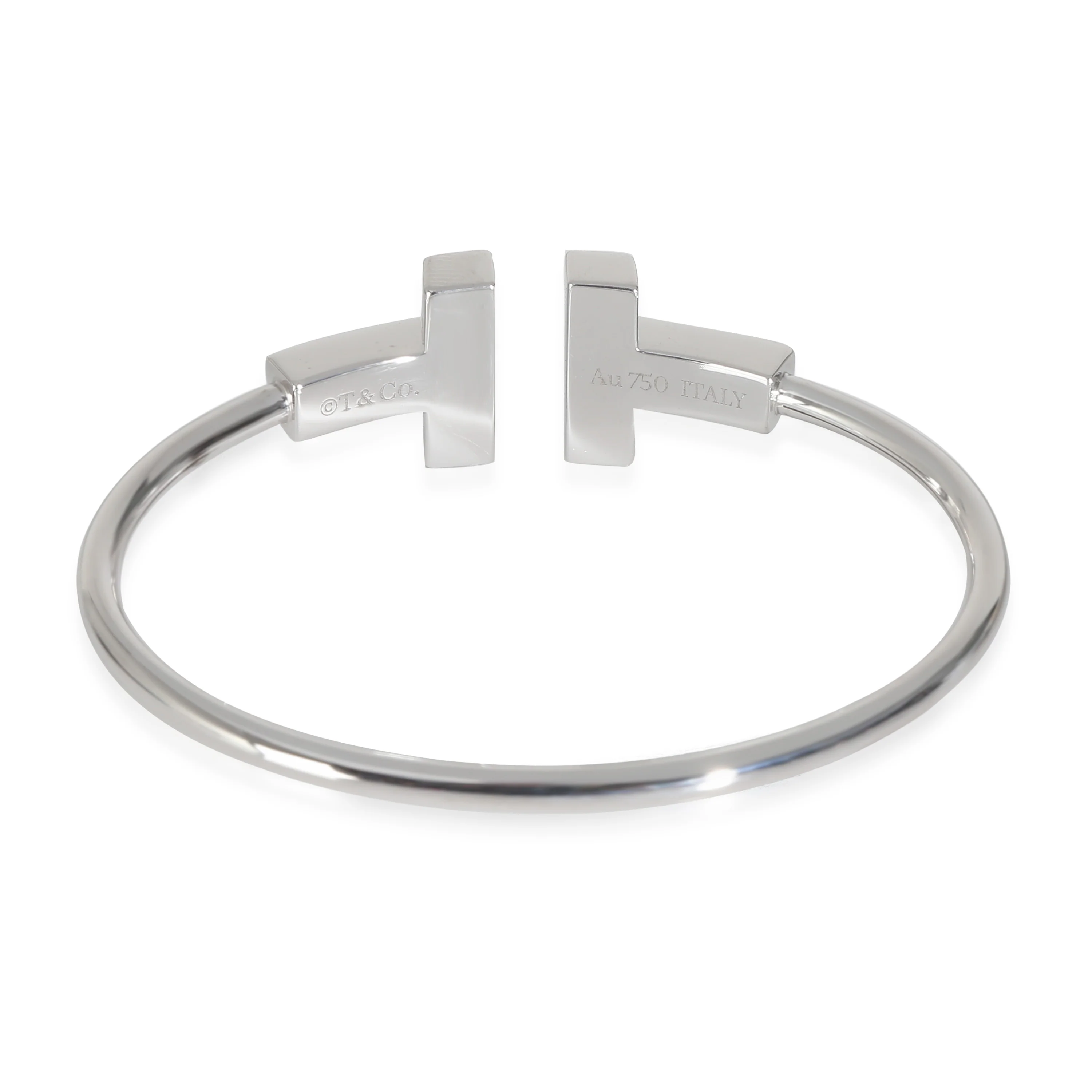 Tiffany T Wire Bracelet With Turquoise, Large Model 18k White Gold - Image 4
