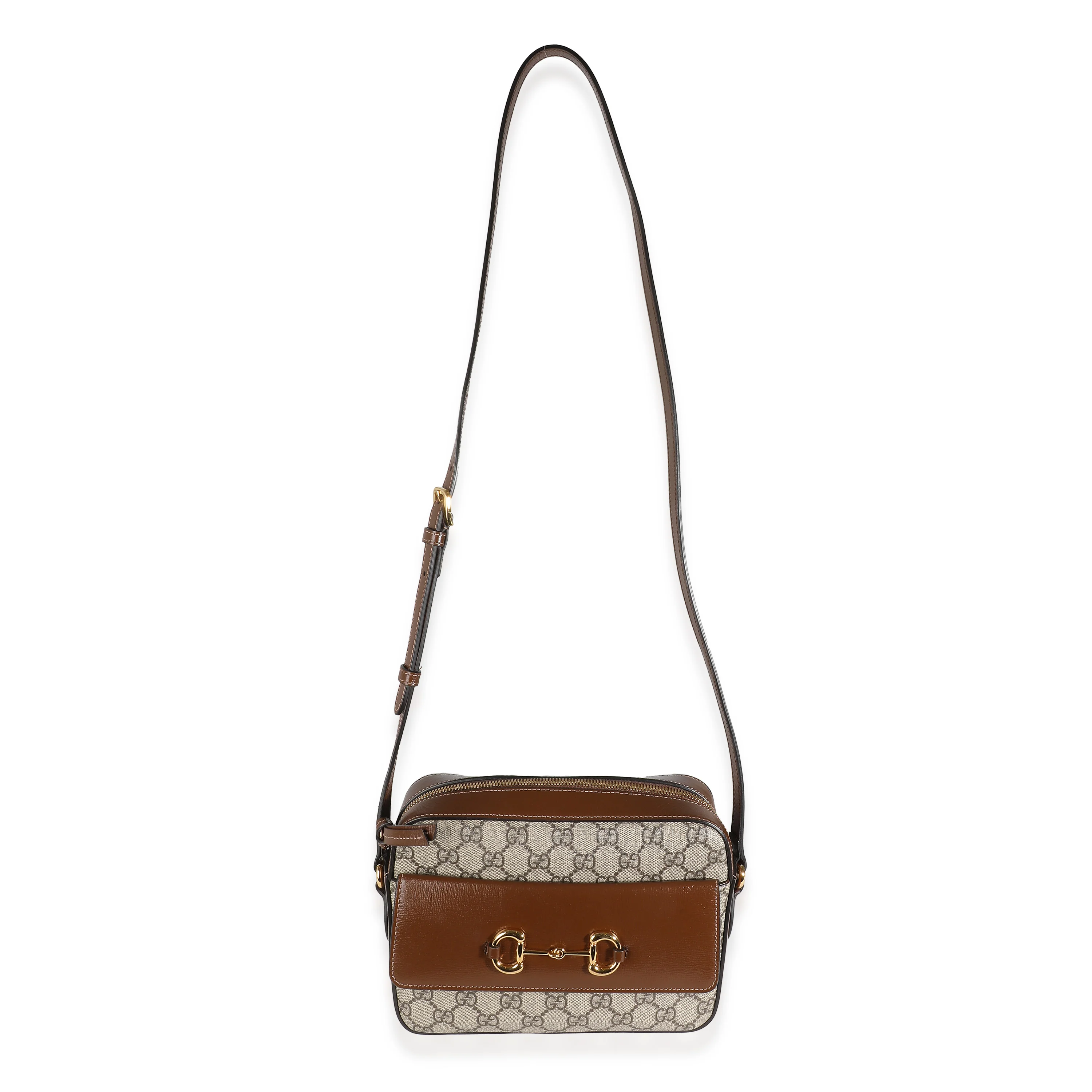 Beige Brown GG Supreme Monogram Small Horsebit 1955 Shoulder Bag - Image 8