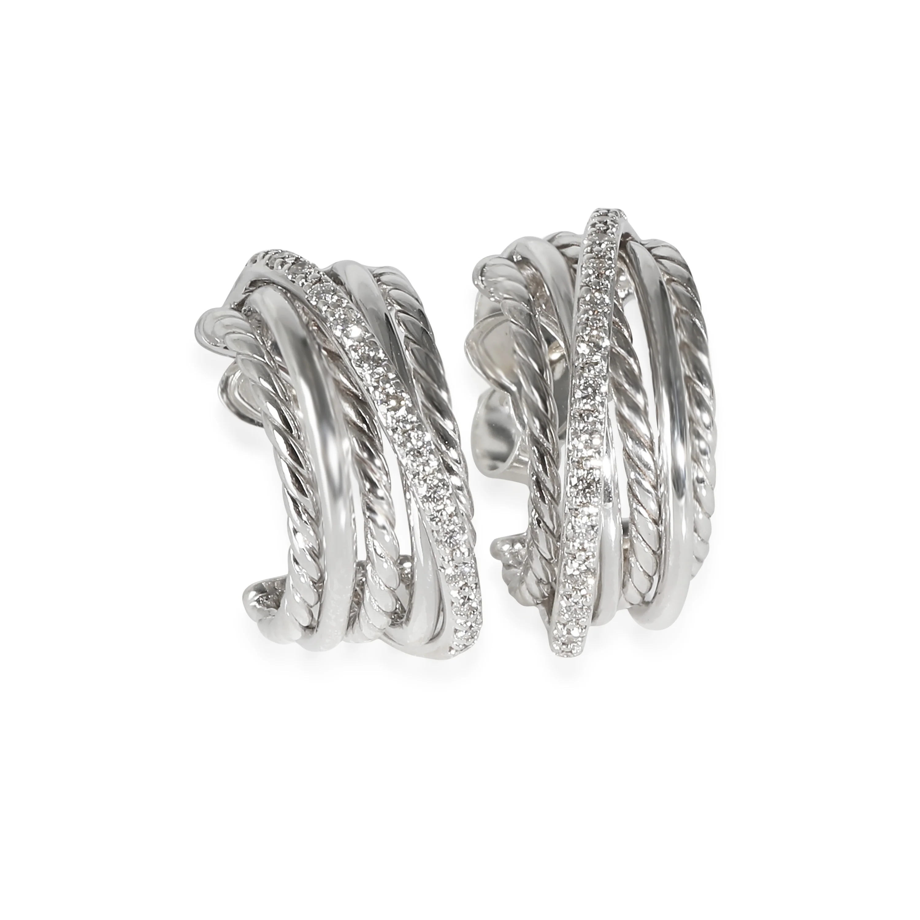 Crossover Diamond Earrings in Sterling Silver 0.3 CTW