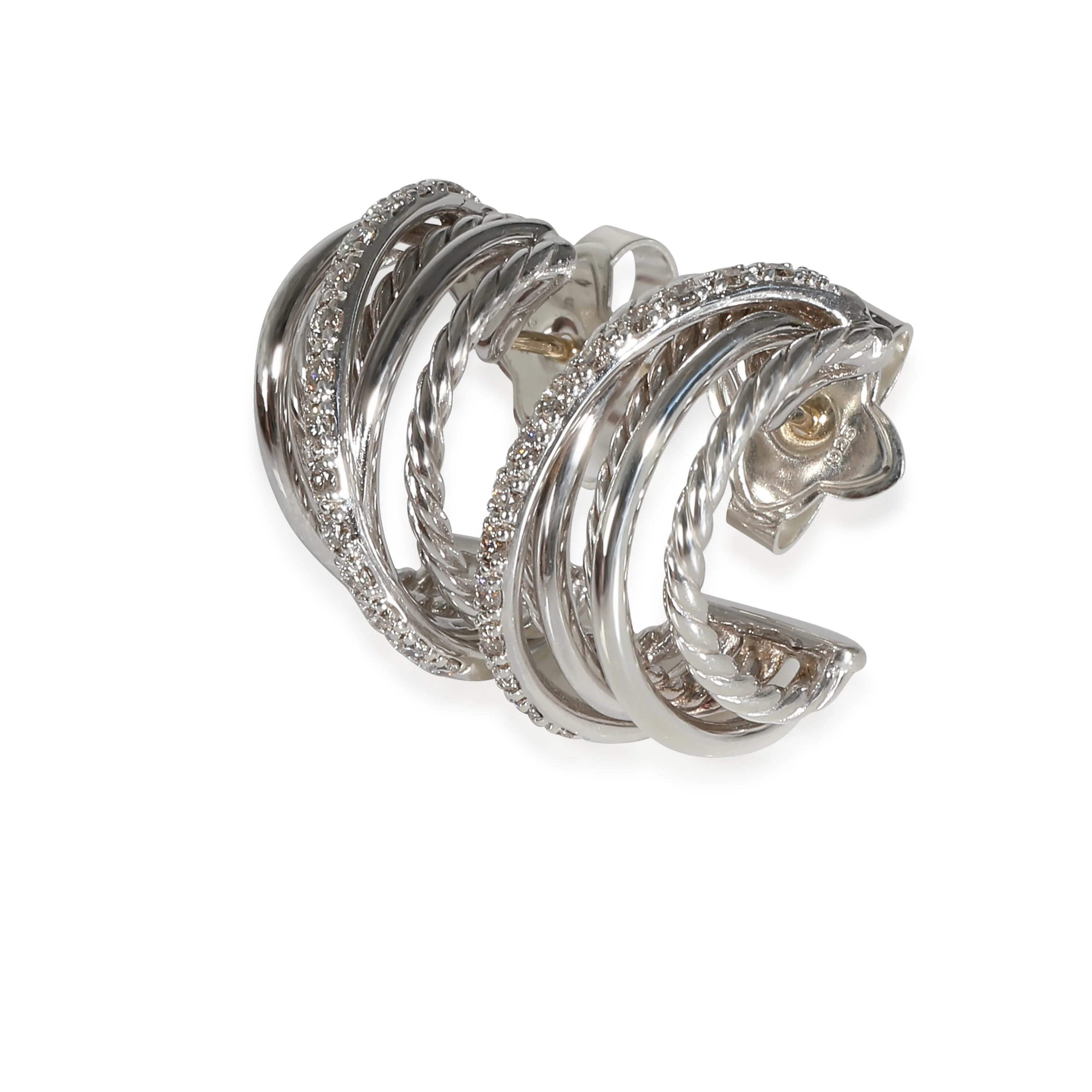 Crossover Diamond Earrings in Sterling Silver 0.3 CTW - Image 2