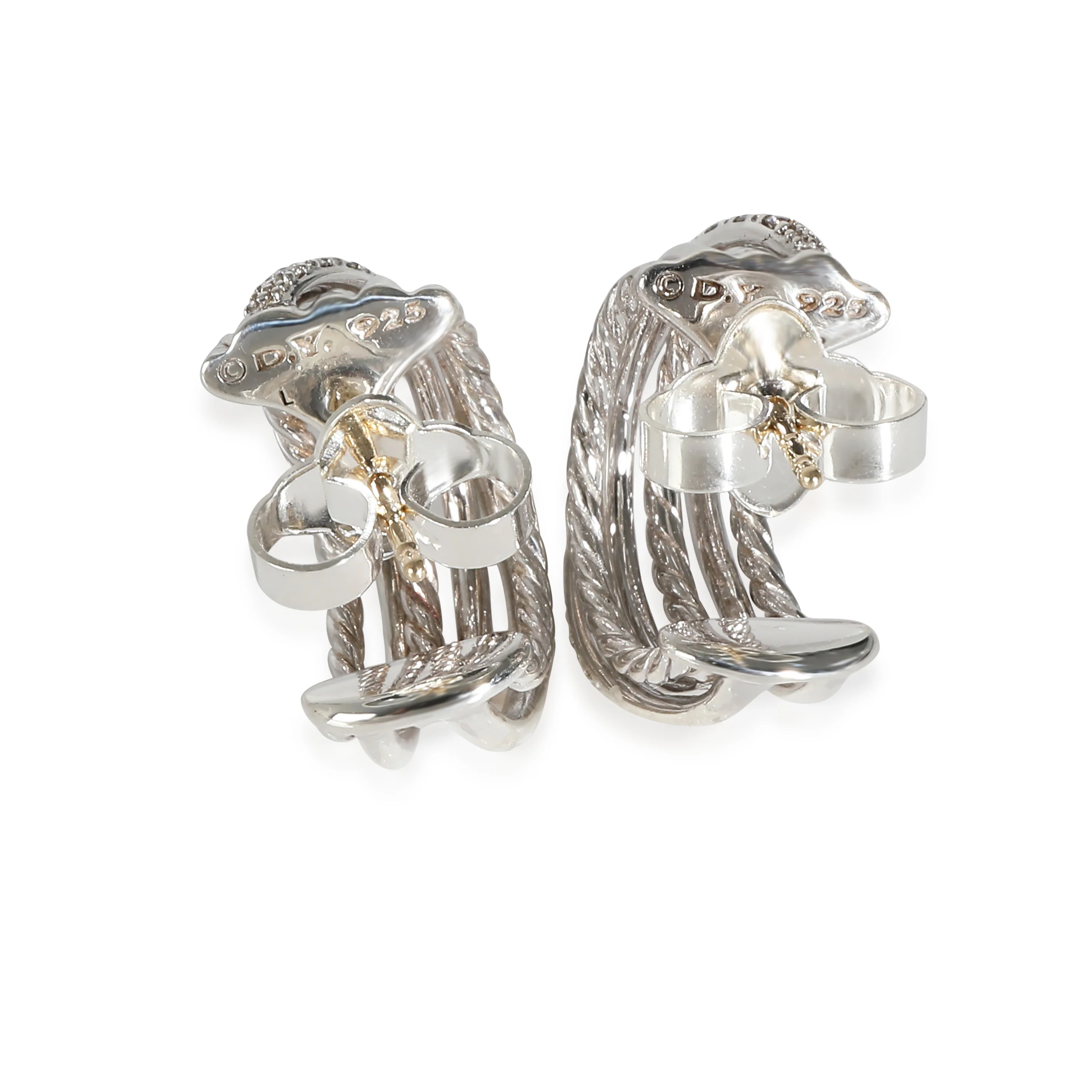 Crossover Diamond Earrings in Sterling Silver 0.3 CTW - Image 3