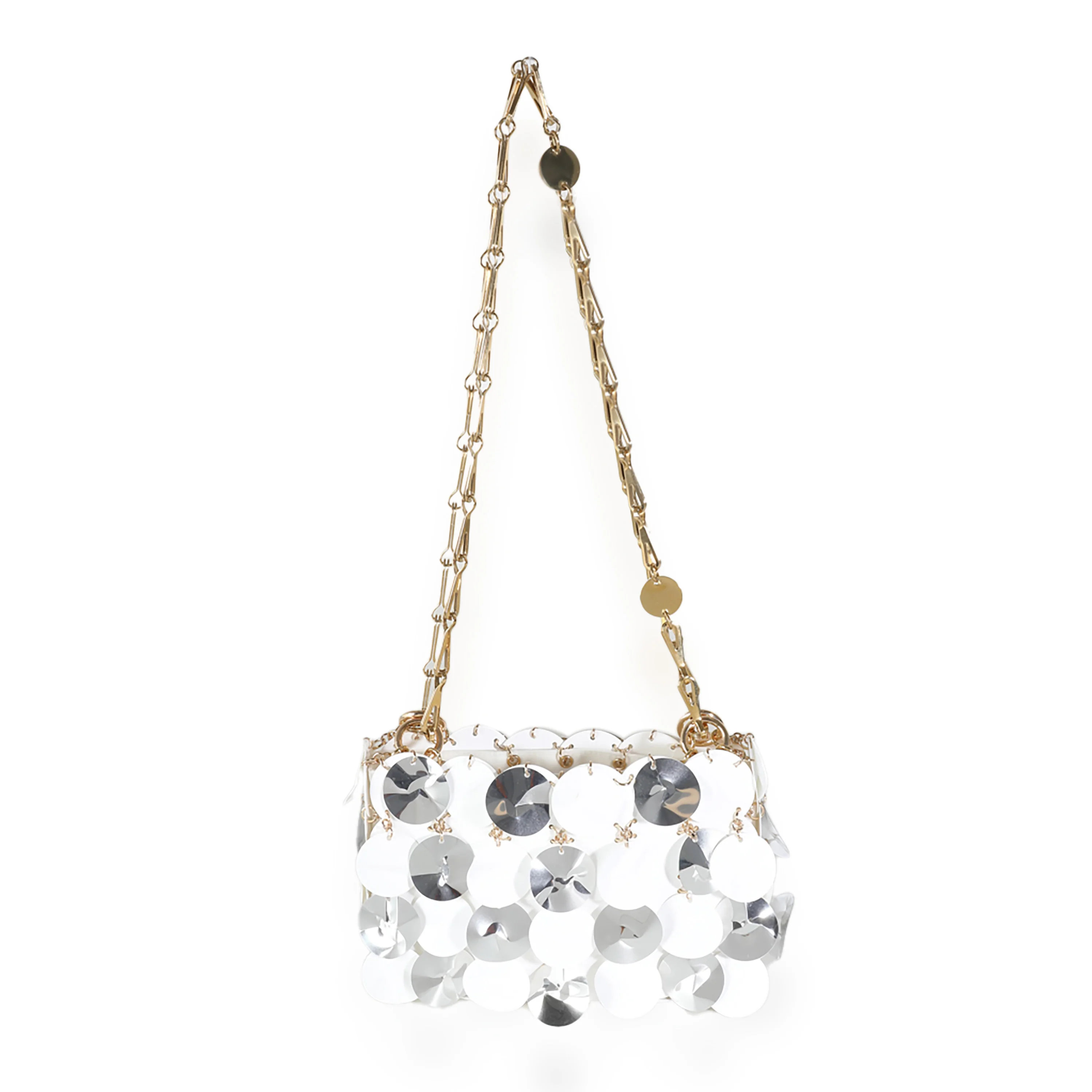 White Silver Cracked Bilics Mix Chain Bag - Image 3