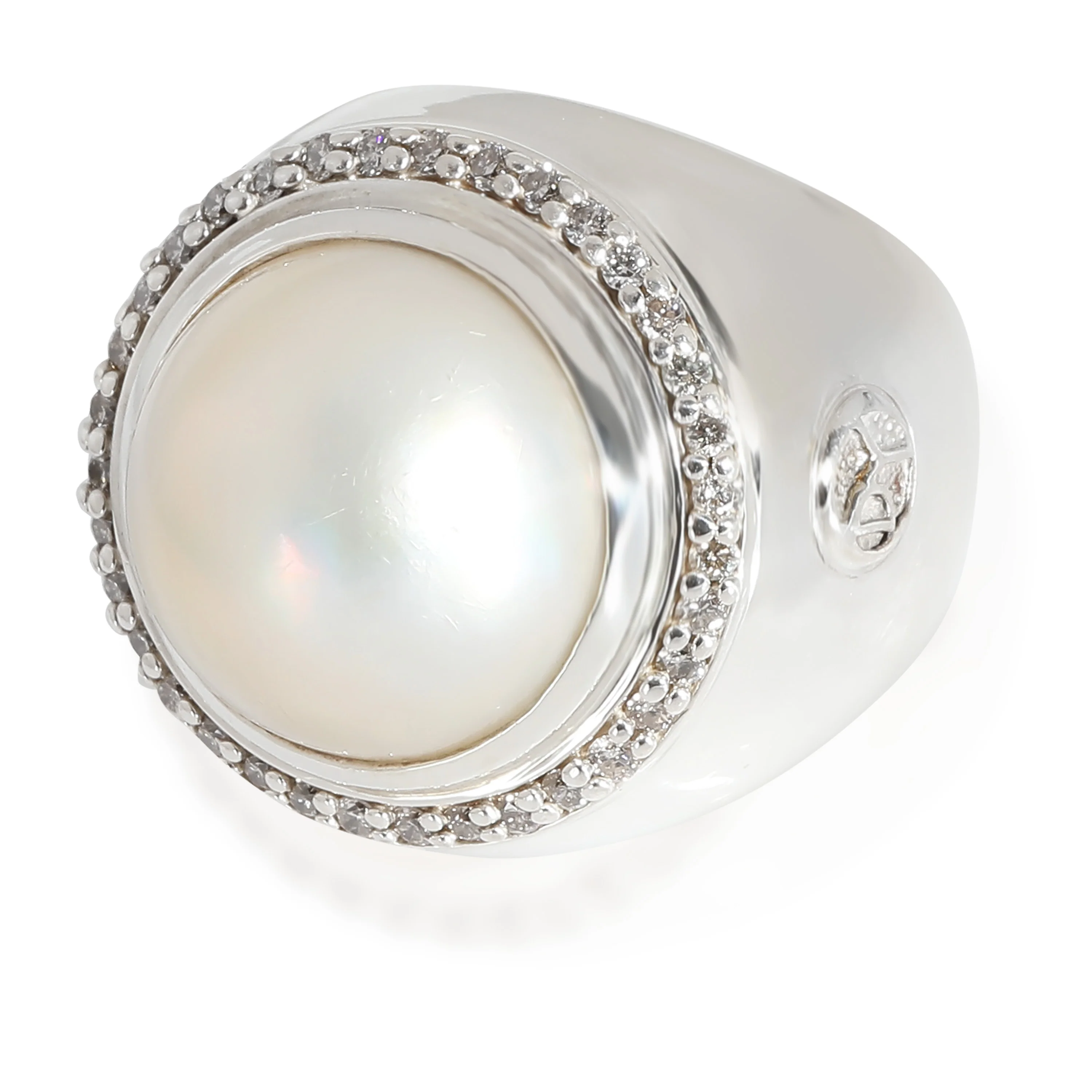 Cerise Mabe Pearl Ring in Sterling Silver 0.33 CTW