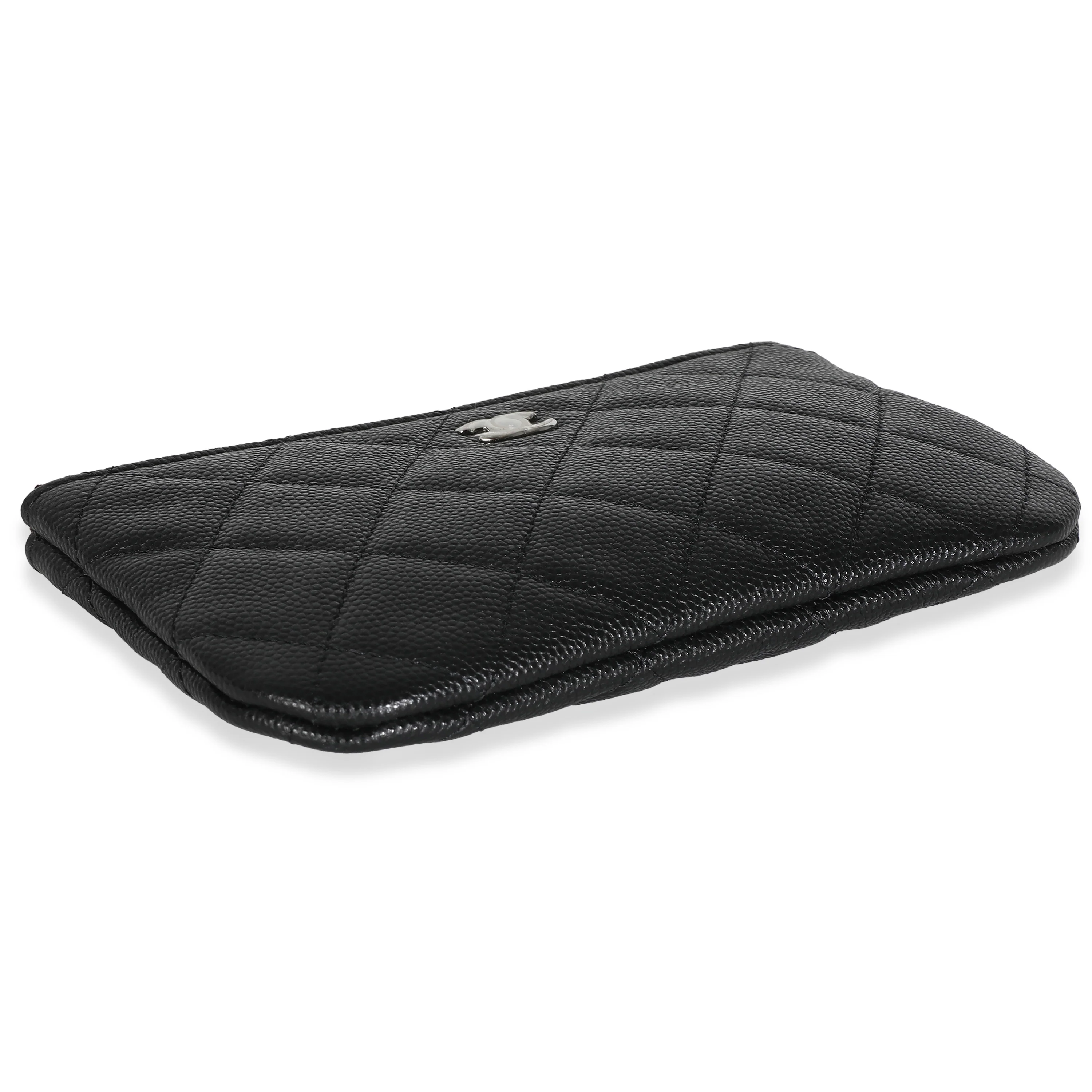 Black Quilted Caviar Small Classic Zipped Pouch - Image 6