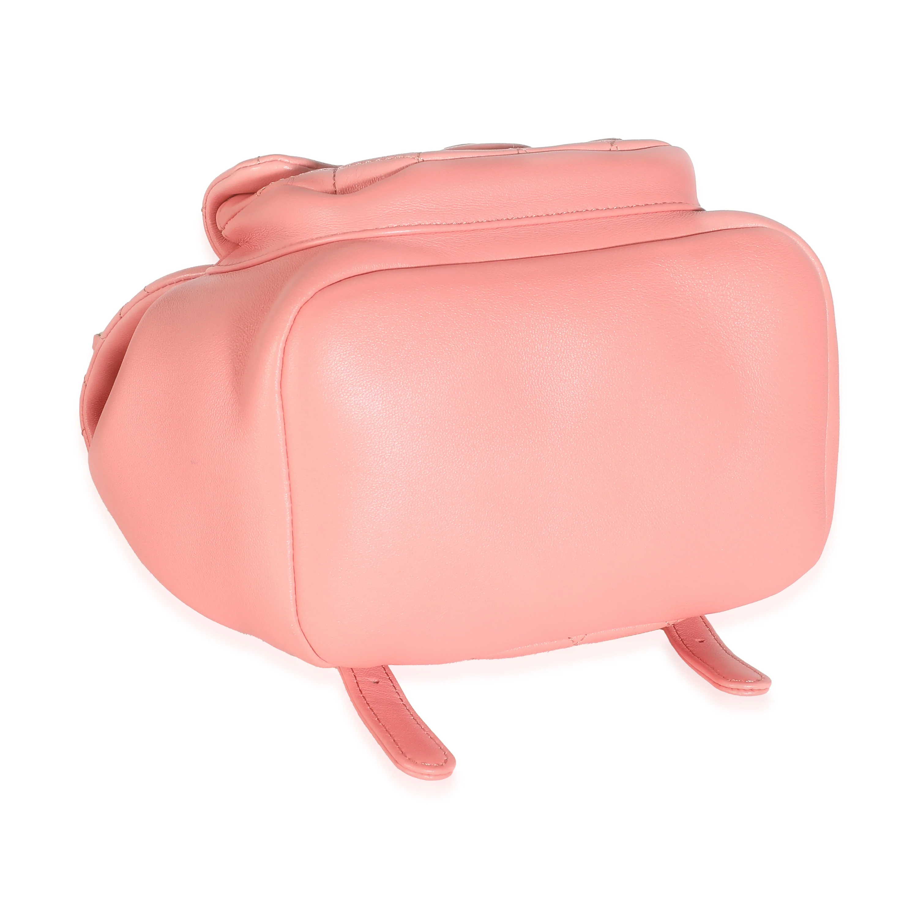 Pink Quilted Lambskin Mini Duma Drawstring Backpack - Image 7