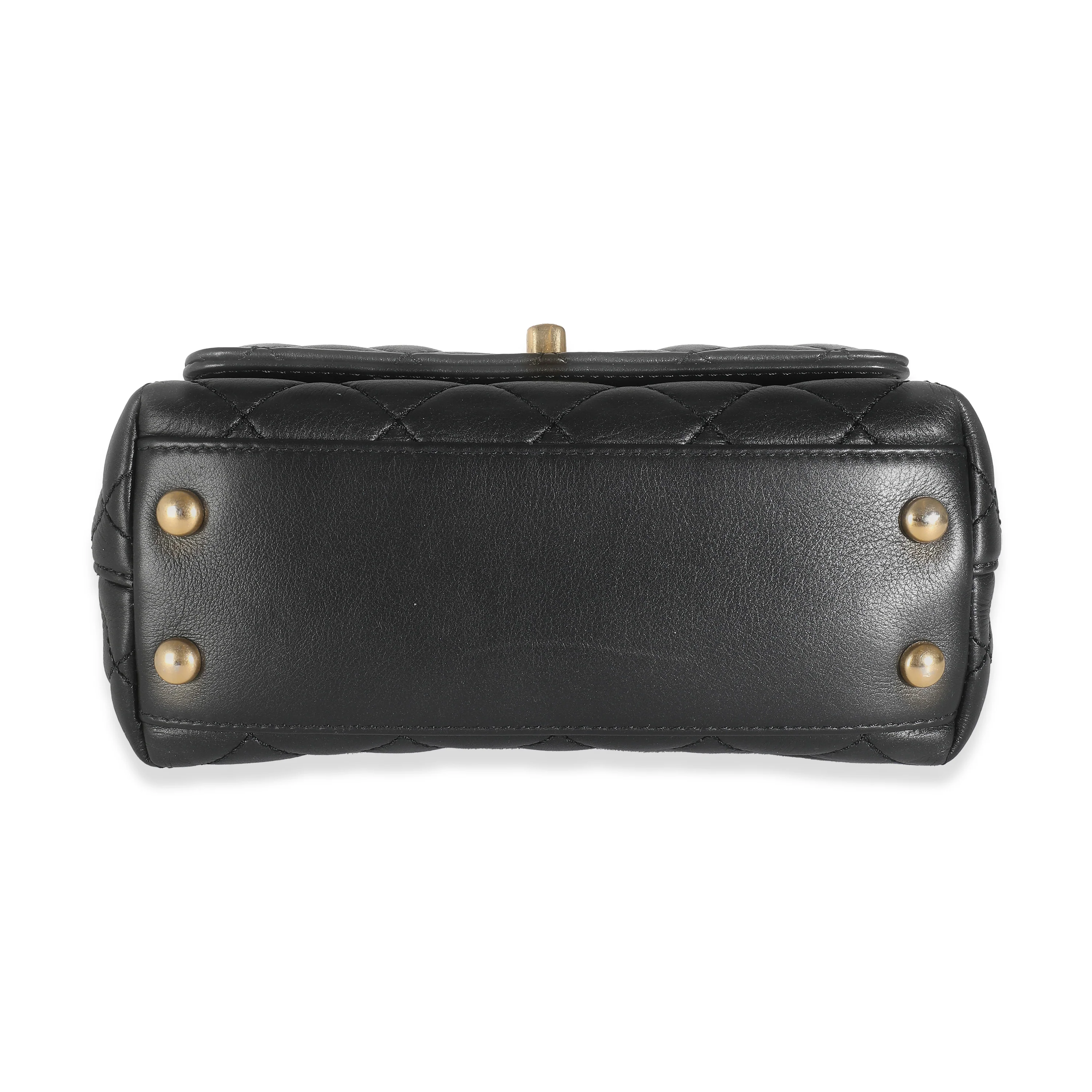 Black Quilted Lambskin Extra Mini Strass Coco Handle Flap Bag - Image 5