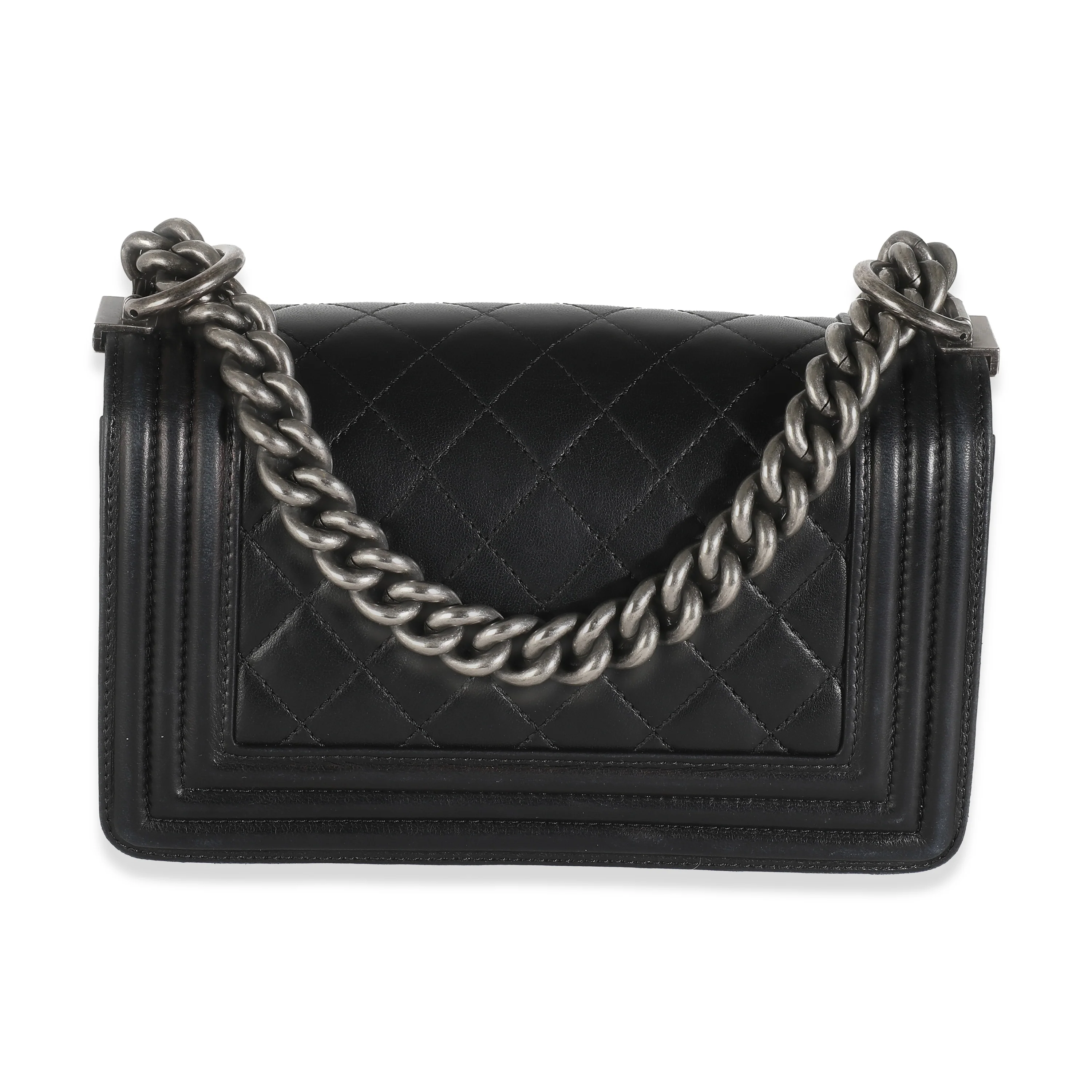 Black Quilted Lambskin Small Boy Bag - Image 4
