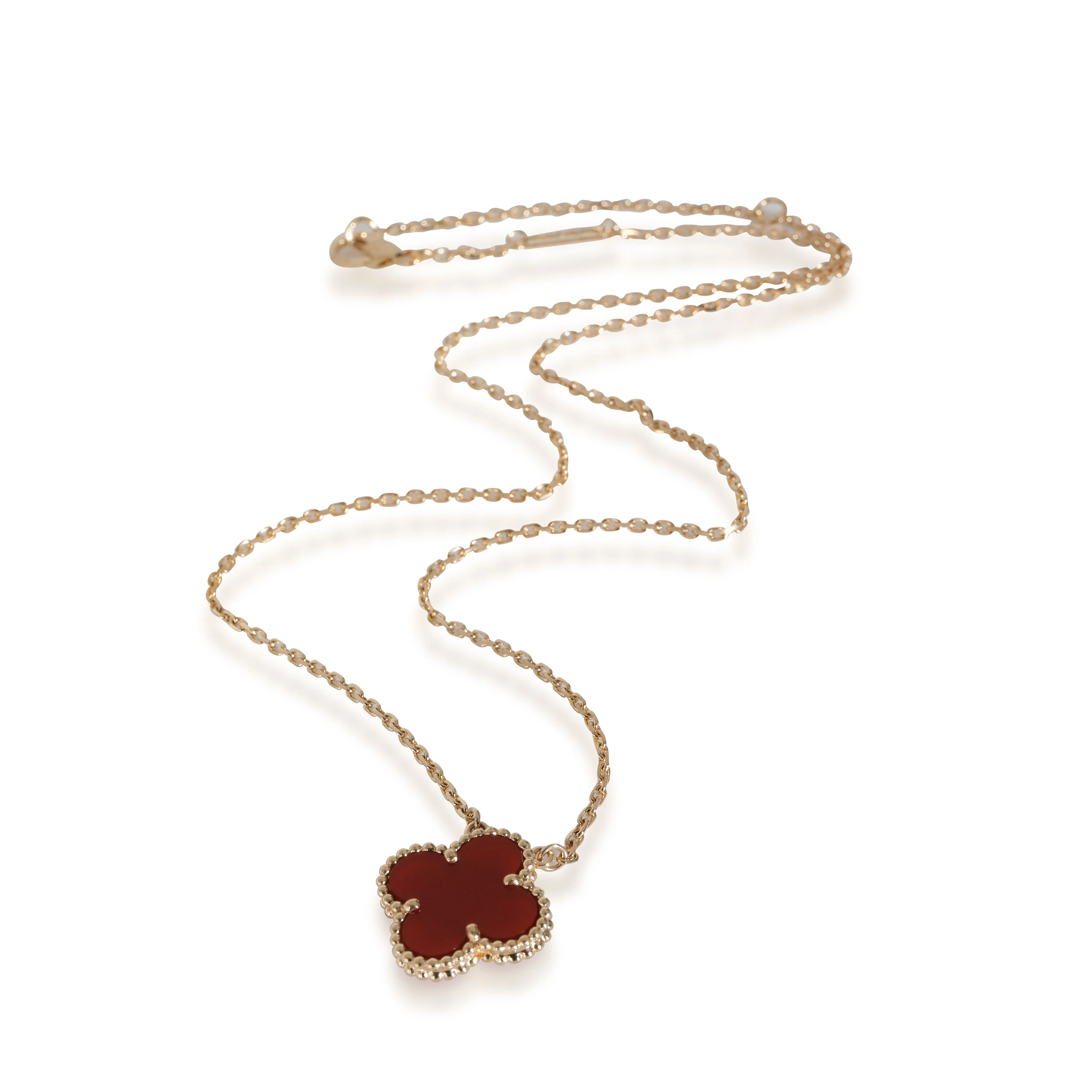 Vintage Alhambra Carnelian Pendant in 18k Yellow Gold - Image 2