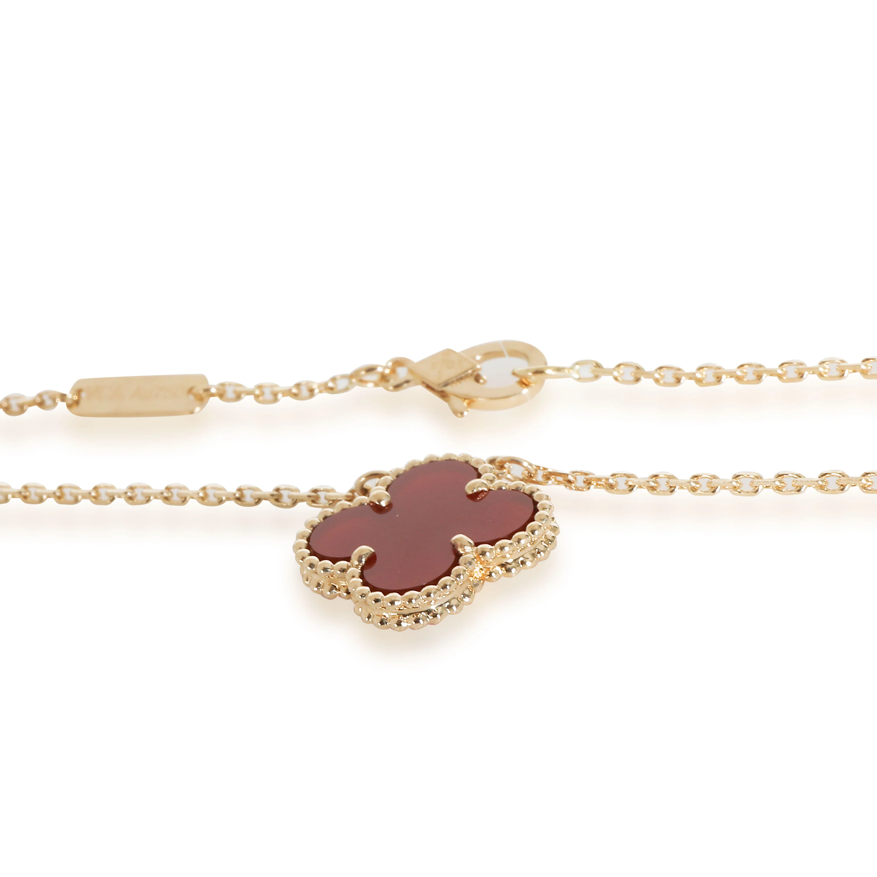 Vintage Alhambra Carnelian Pendant in 18k Yellow Gold - Image 3