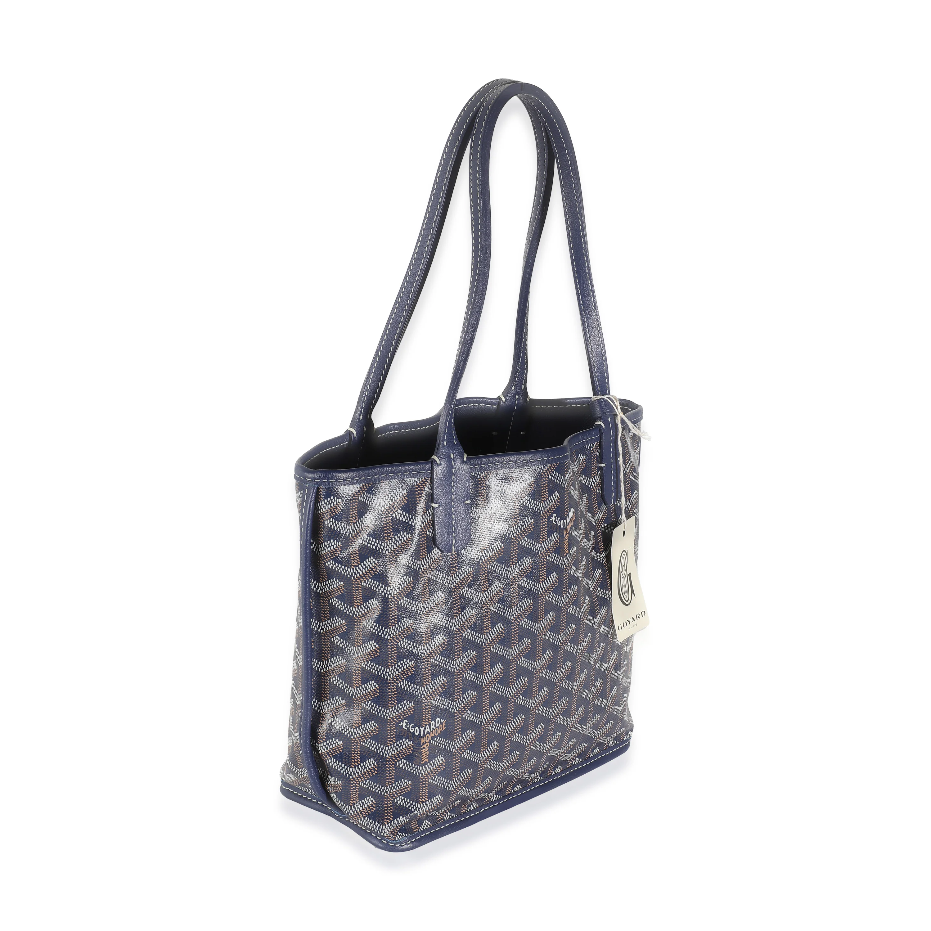 Navy Goyardine Canvas Reversible Mini Anjou - Image 3