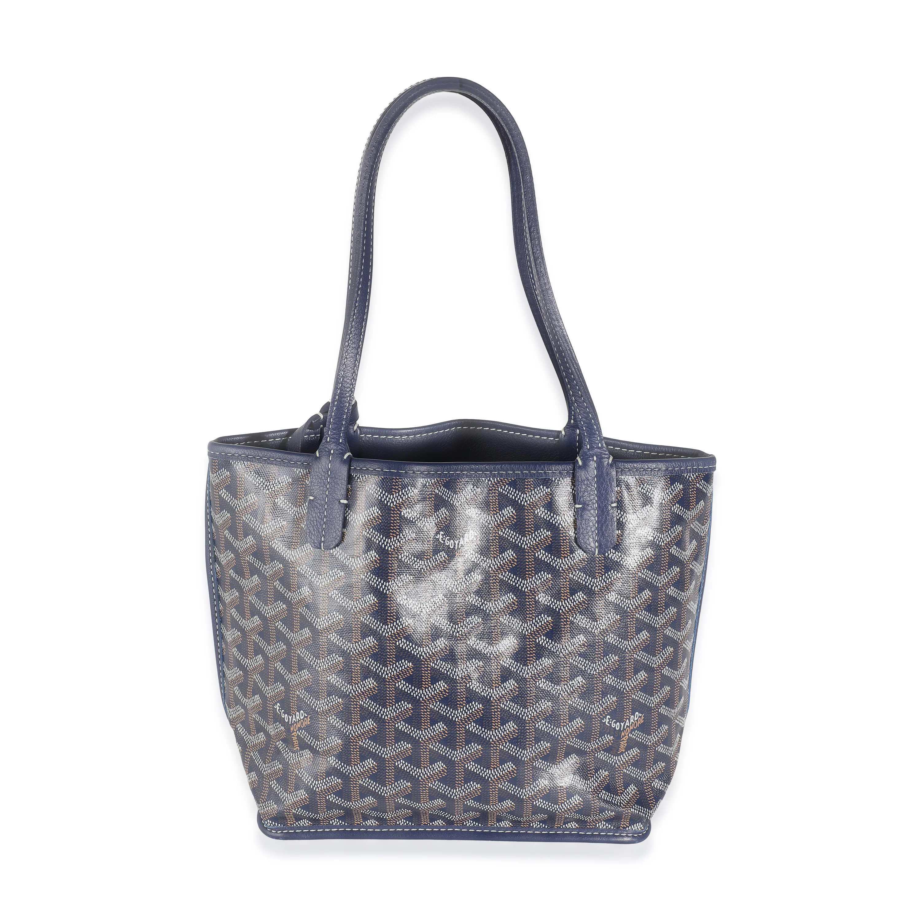 Navy Goyardine Canvas Reversible Mini Anjou - Image 4