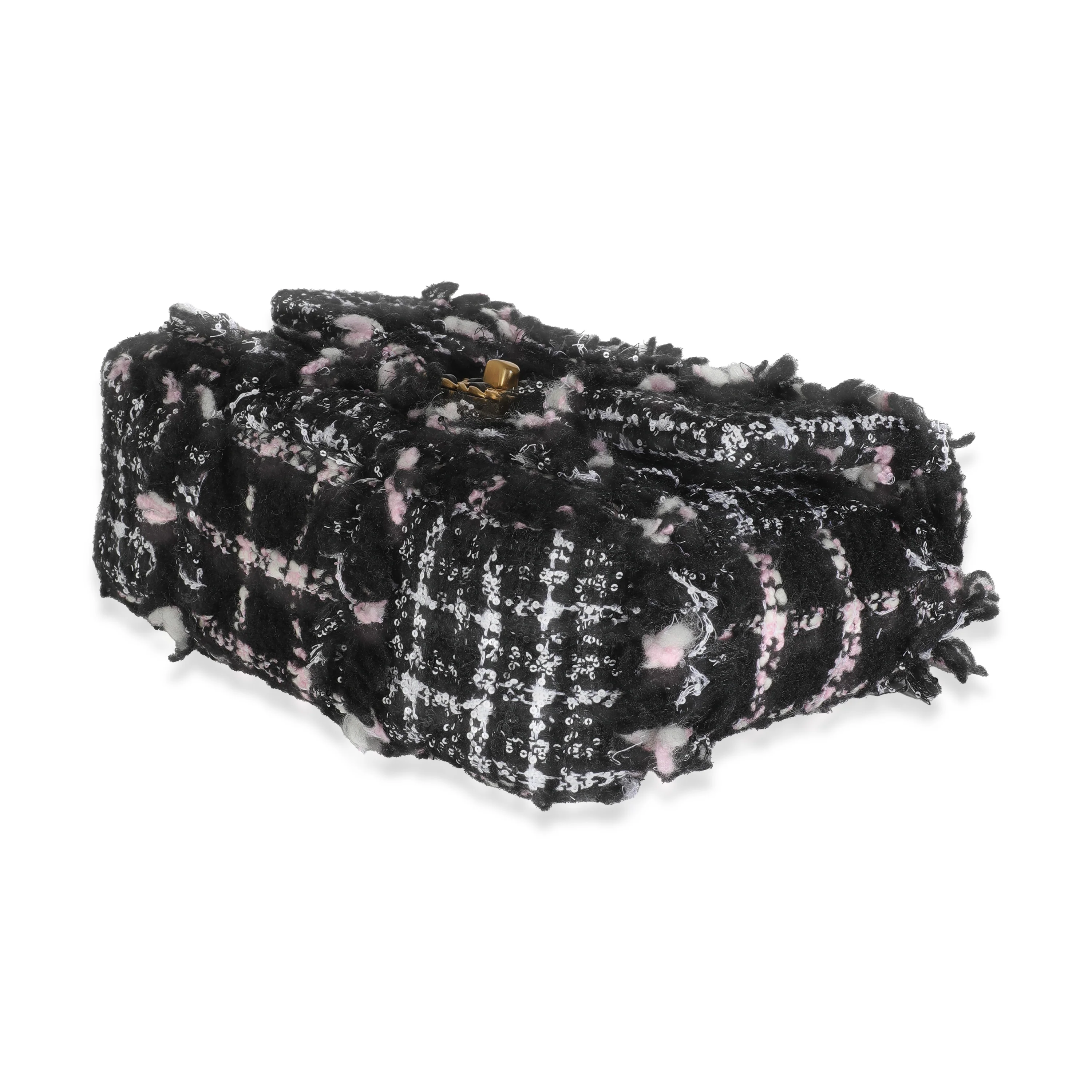 Black Pink Tweed Sequin Small Chanel 19 Flap Bag - Image 7