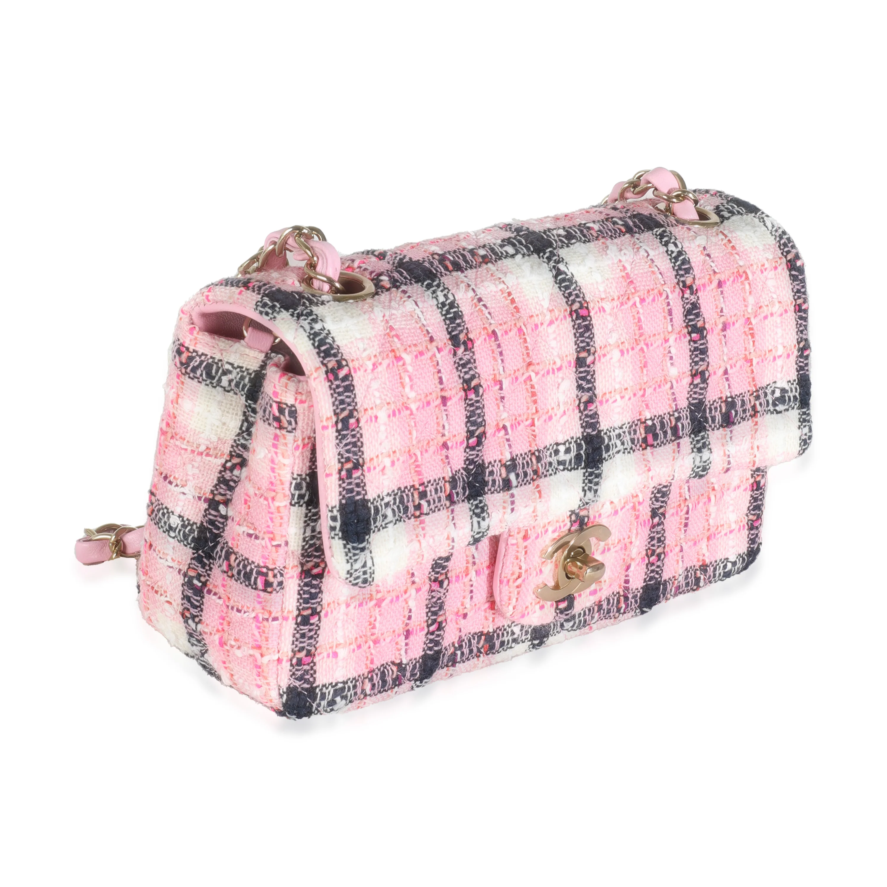 24S Black Pink Tweed Mini Rectangular Flap Bag - Image 3