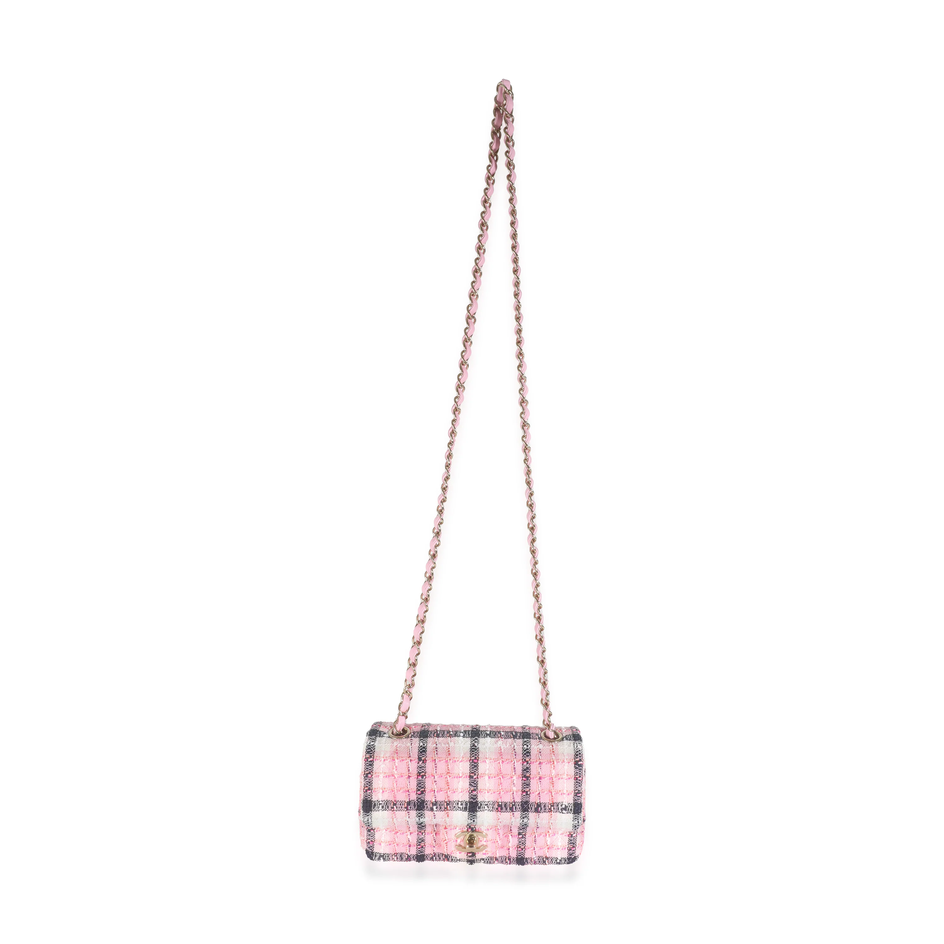24S Black Pink Tweed Mini Rectangular Flap Bag - Image 8