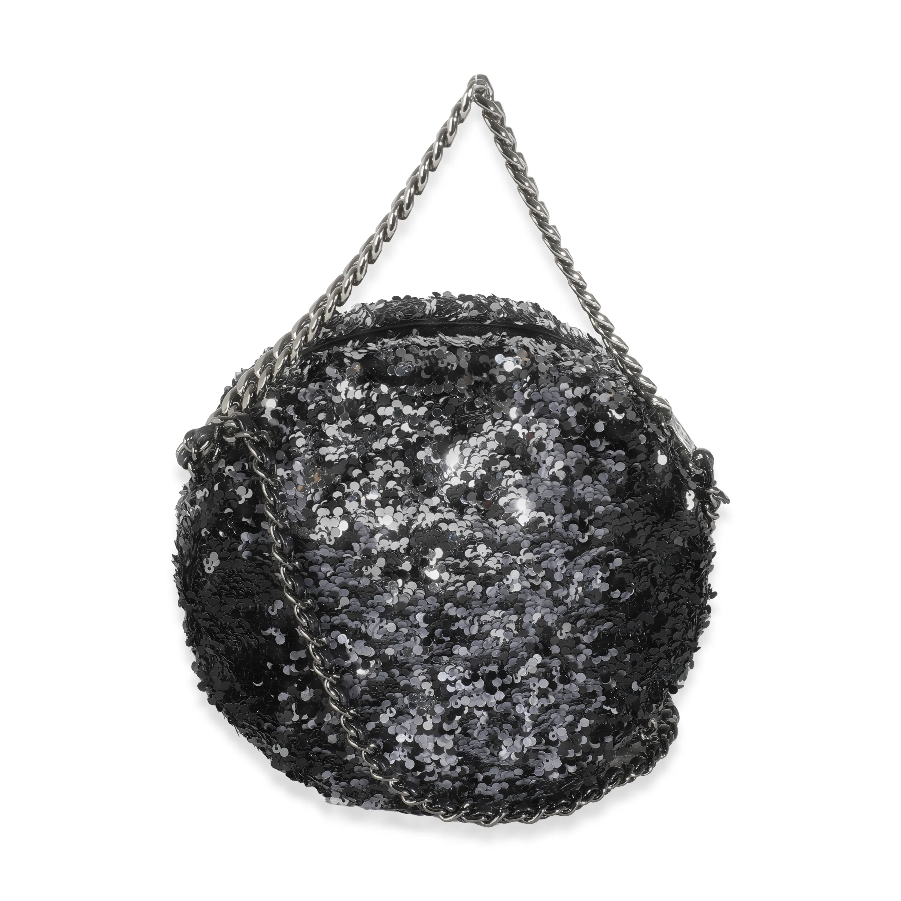 Black Silver Sequin Round Chain Bag - Image 4