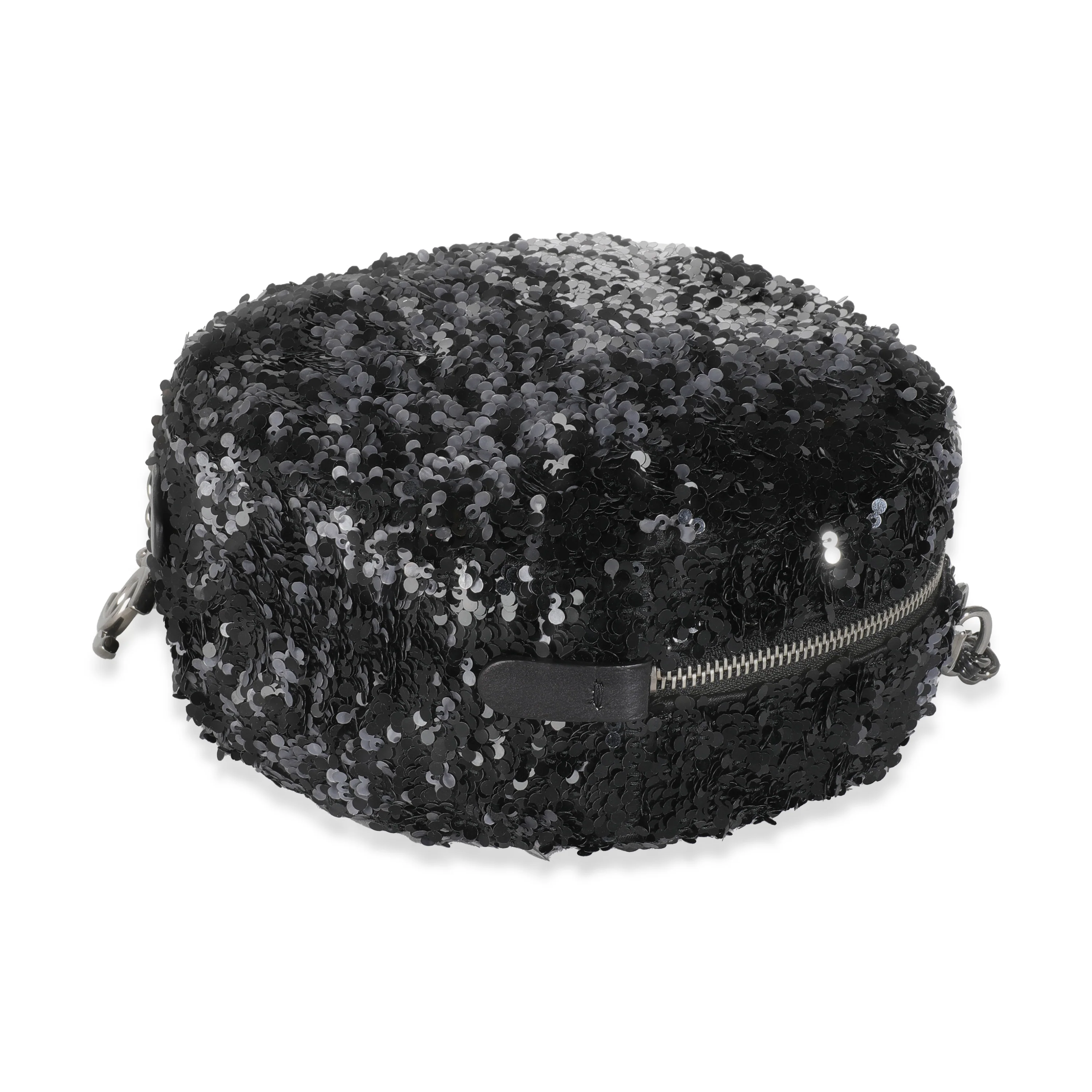 Black Silver Sequin Round Chain Bag - Image 6
