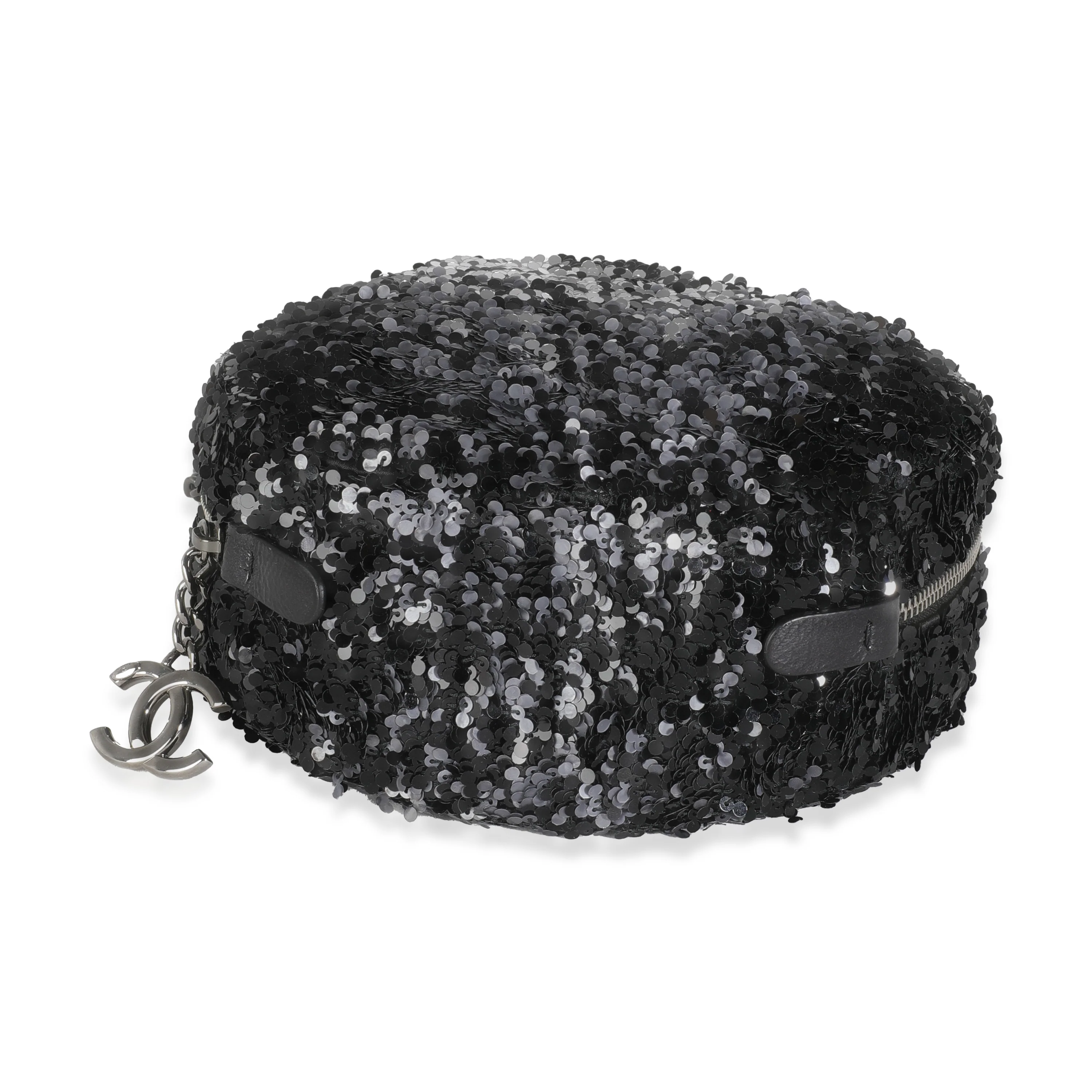 Black Silver Sequin Round Chain Bag - Image 7