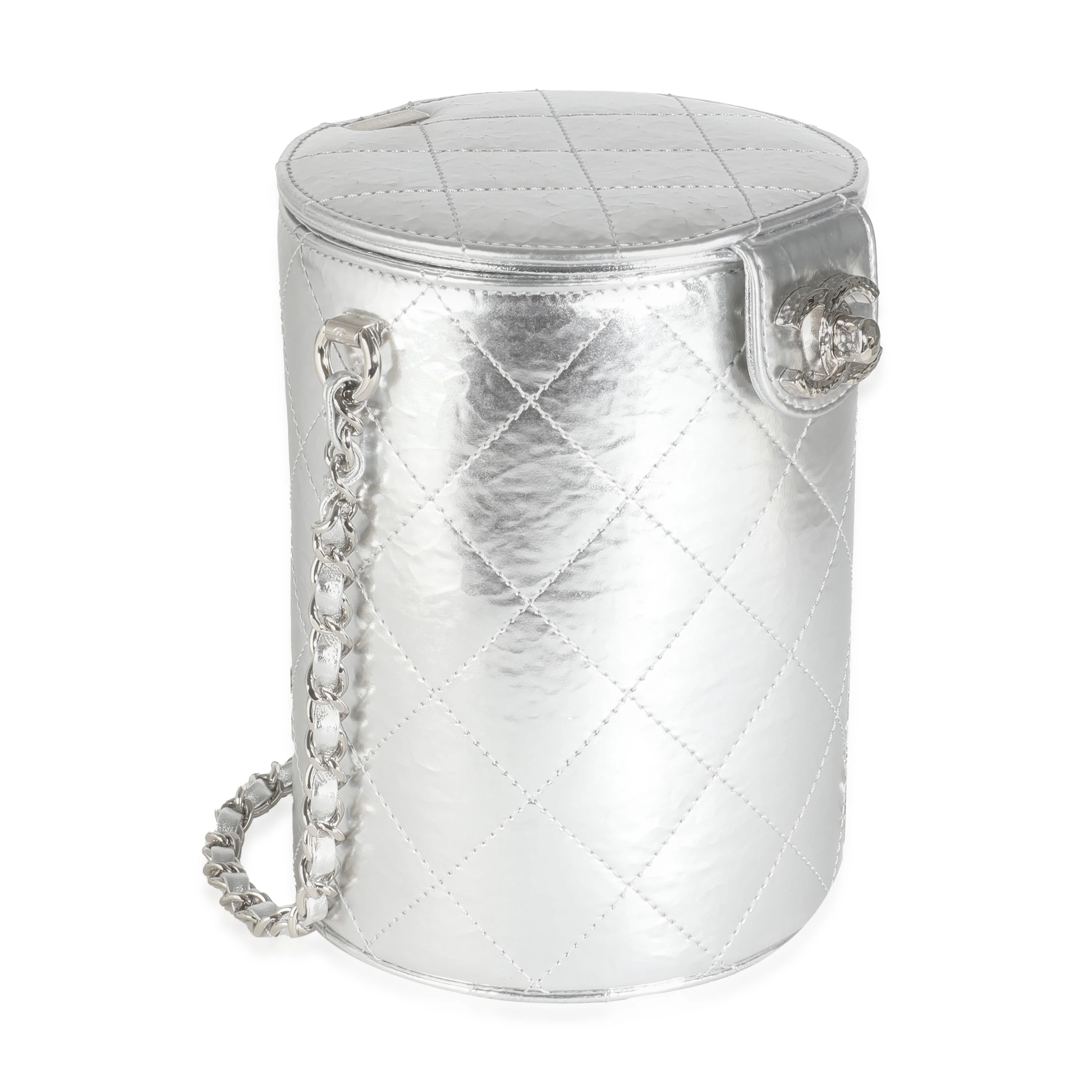 Silver Metallic Lambskin CC Vanity Case - Image 3