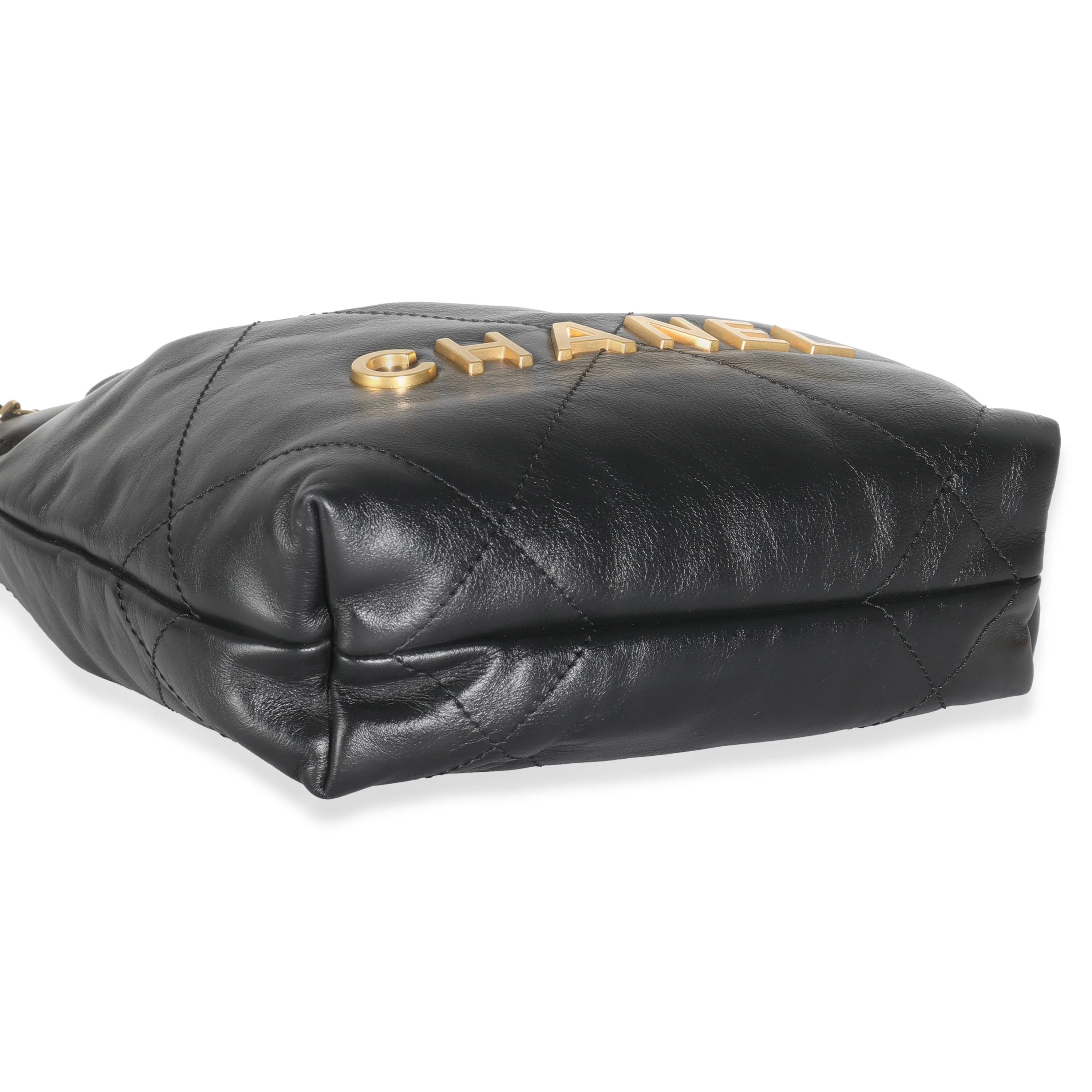 Black Shiny Quilted Calfskin Mini Chanel 22 - Image 8