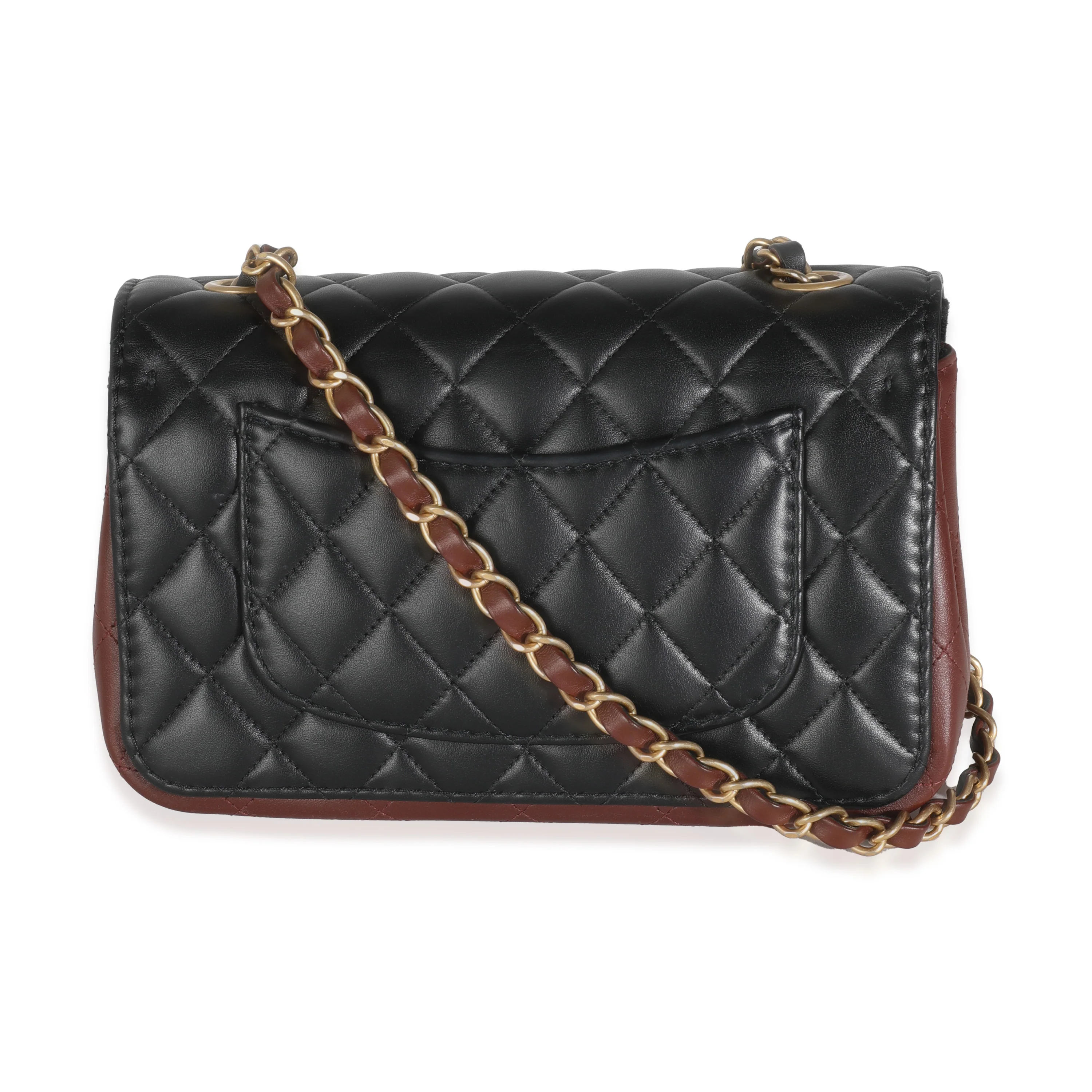 20K Black Quilted Lambskin Bi-Colour Flap Bag - Image 4