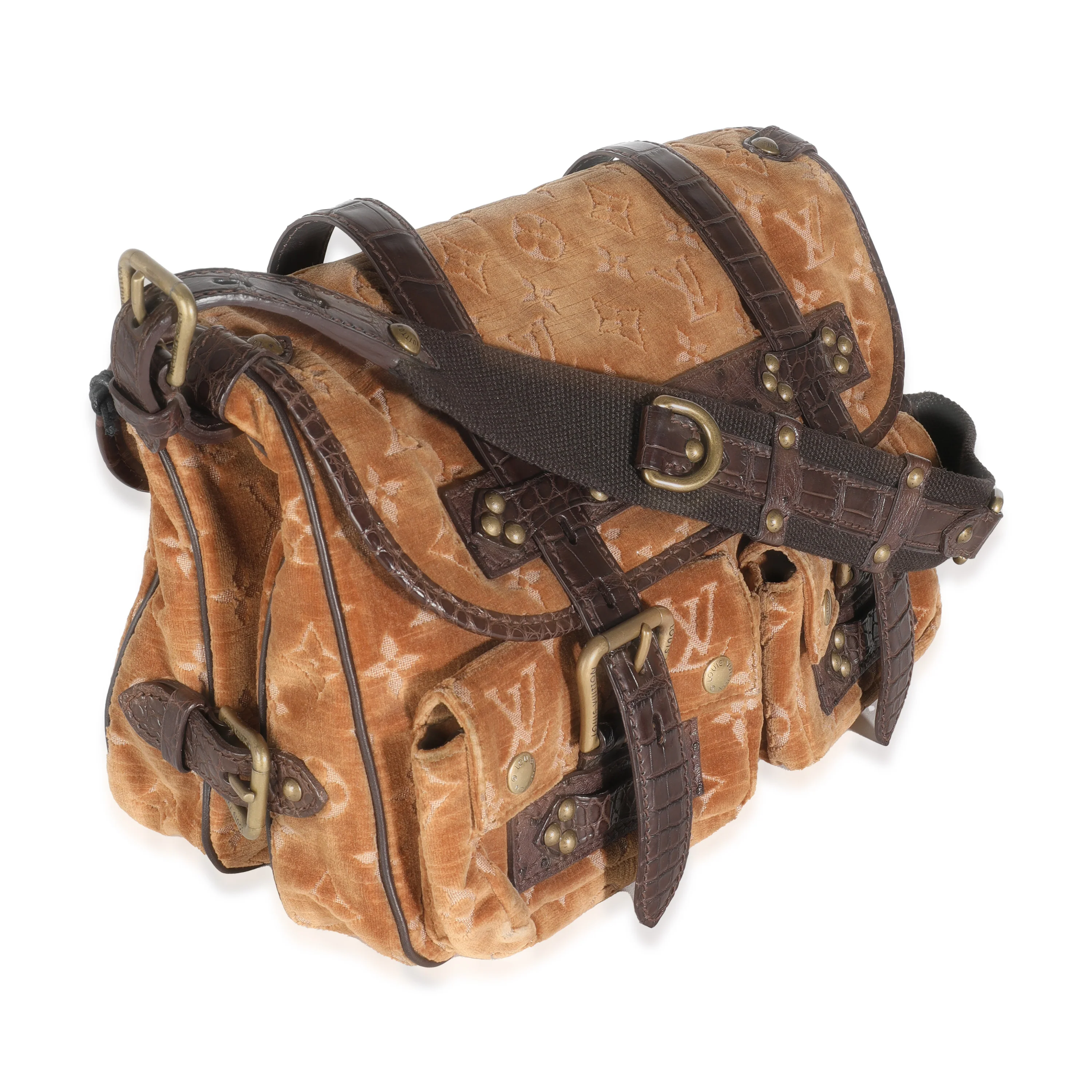 Brown Alligator Monogram Velours Clyde - Image 3
