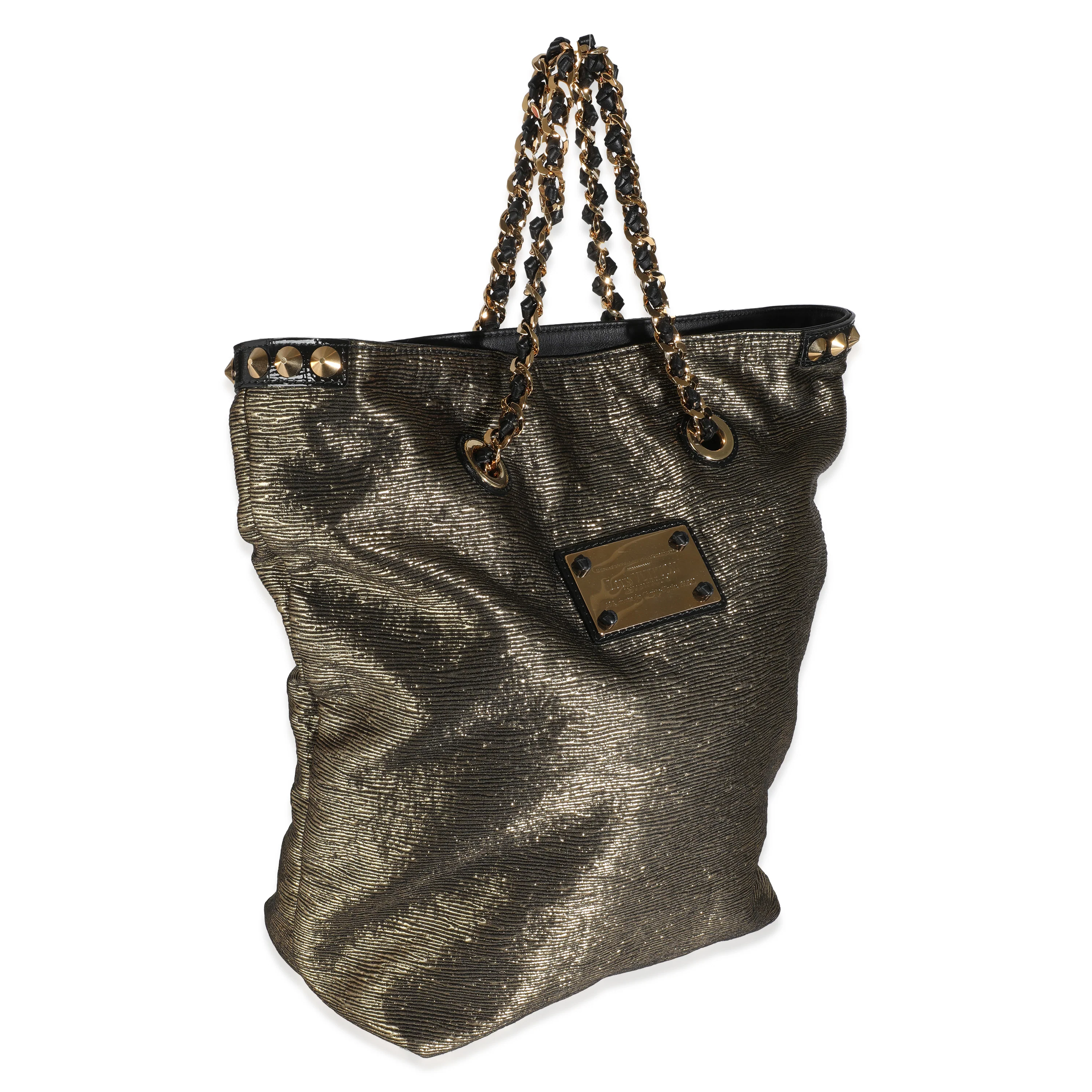 Gold Metallic Jacquard Double Jeu Tote - Image 3
