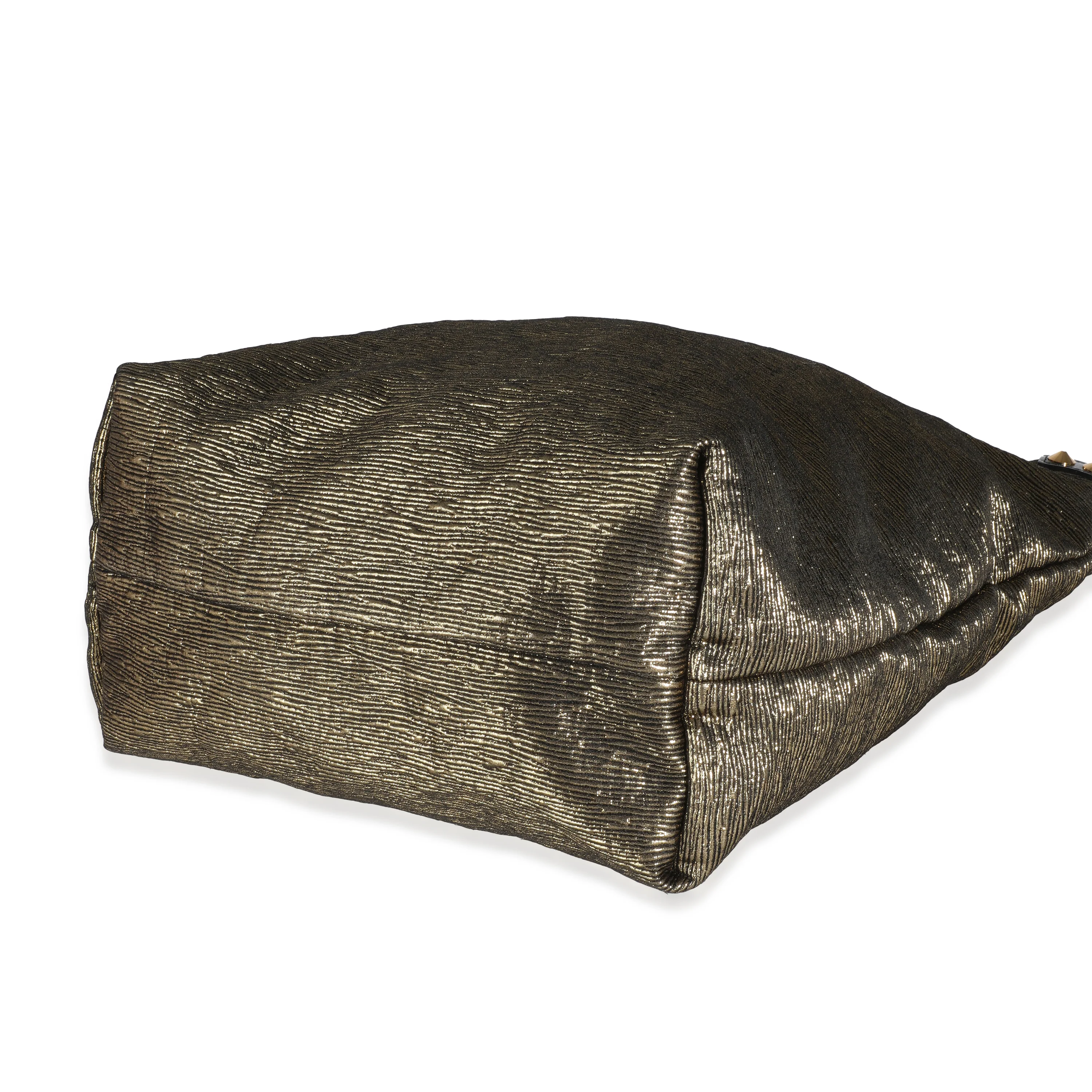 Gold Metallic Jacquard Double Jeu Tote - Image 7