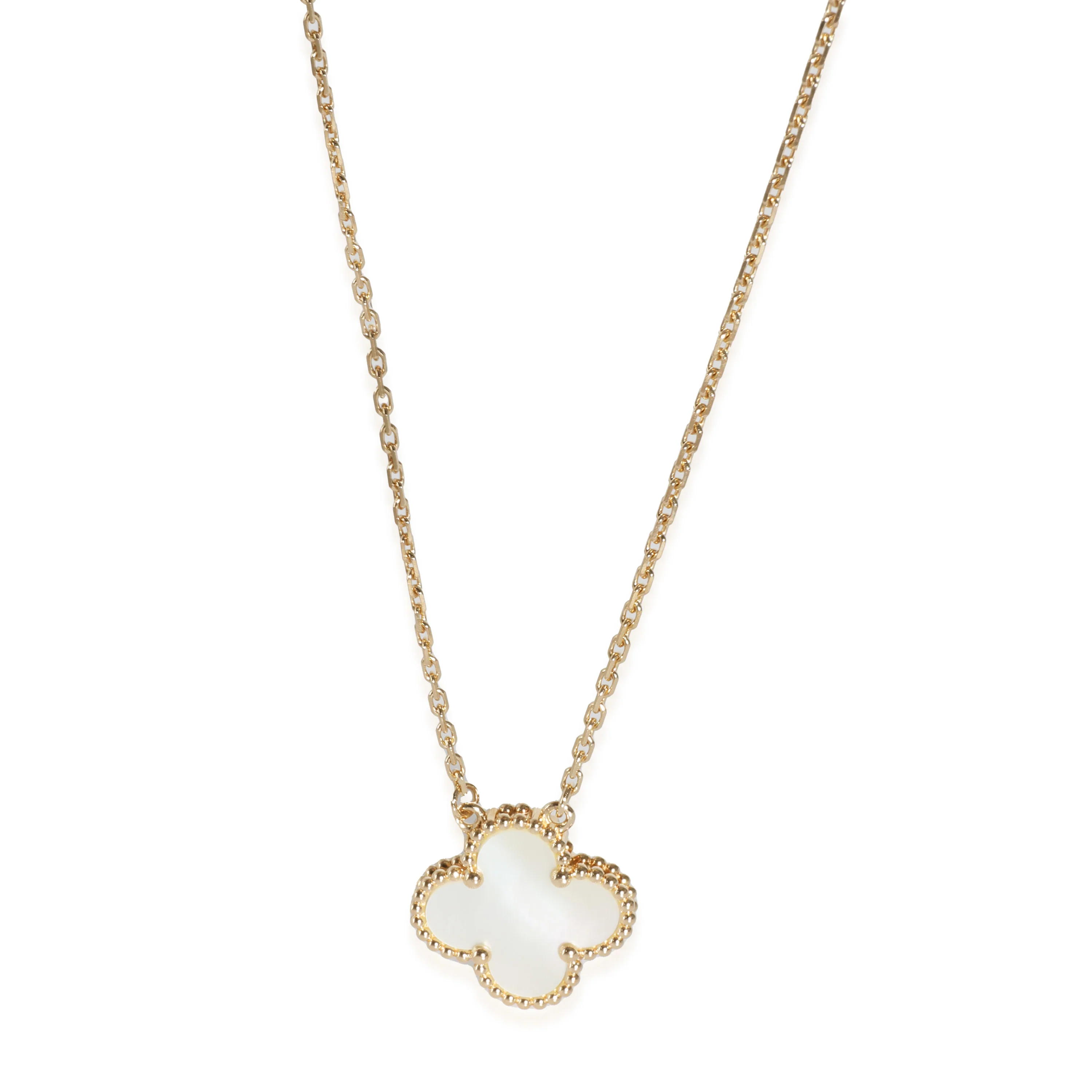Mother Of Pearl Alhambra Pendant Necklace in 18k Yellow Gold