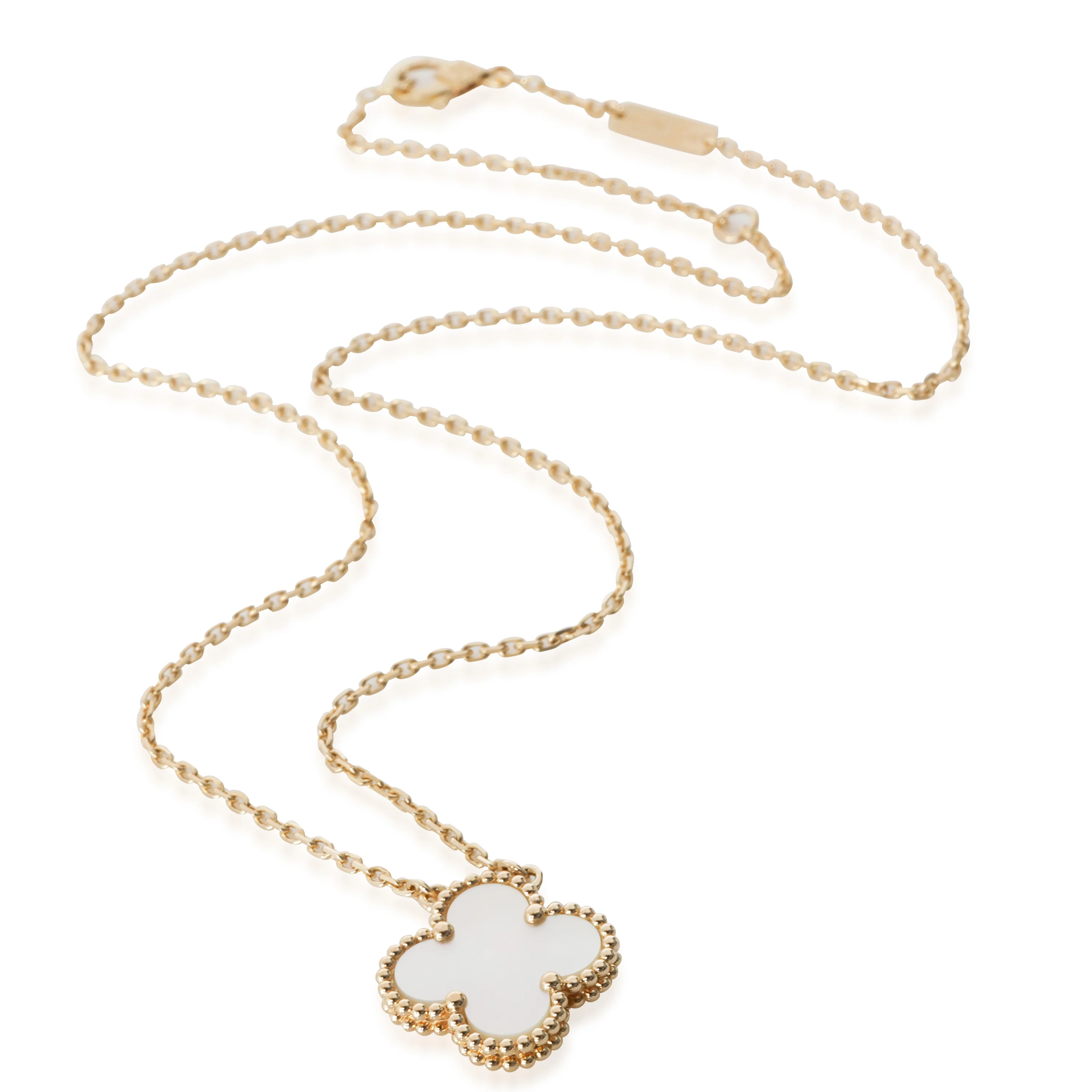 Mother Of Pearl Alhambra Pendant Necklace in 18k Yellow Gold - Image 2