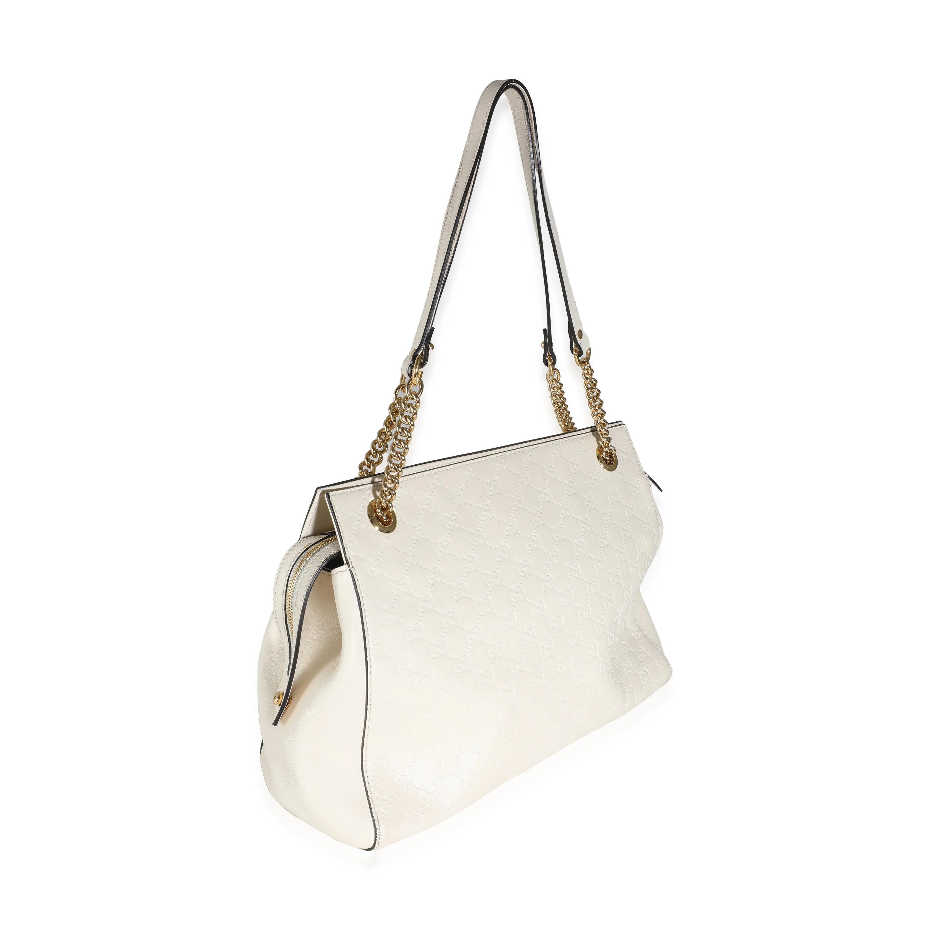 White GG Signature Soft Shoulder Bag - Image 3