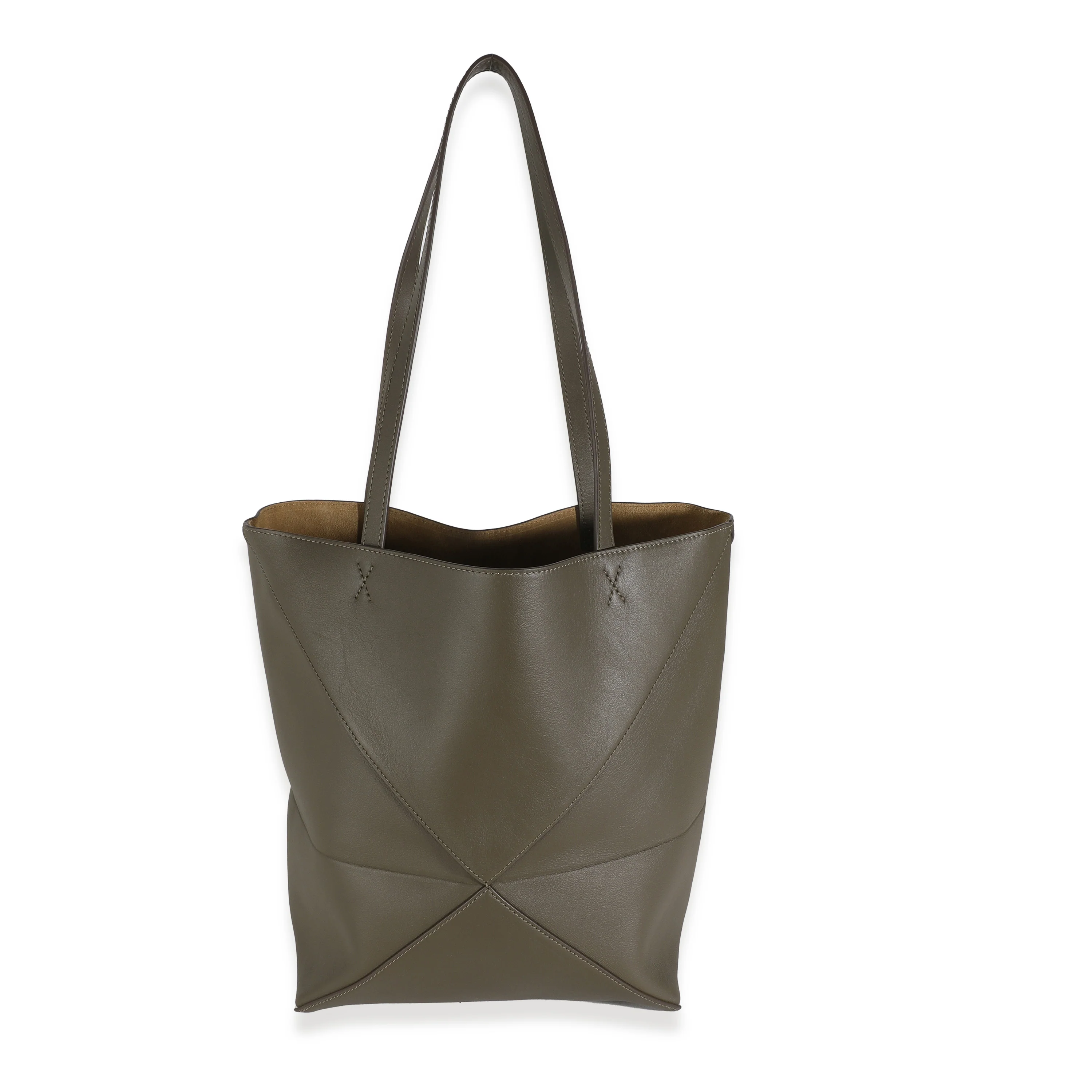 Khaki Shiny Calfskin Medium Puzzle Tote - Image 4