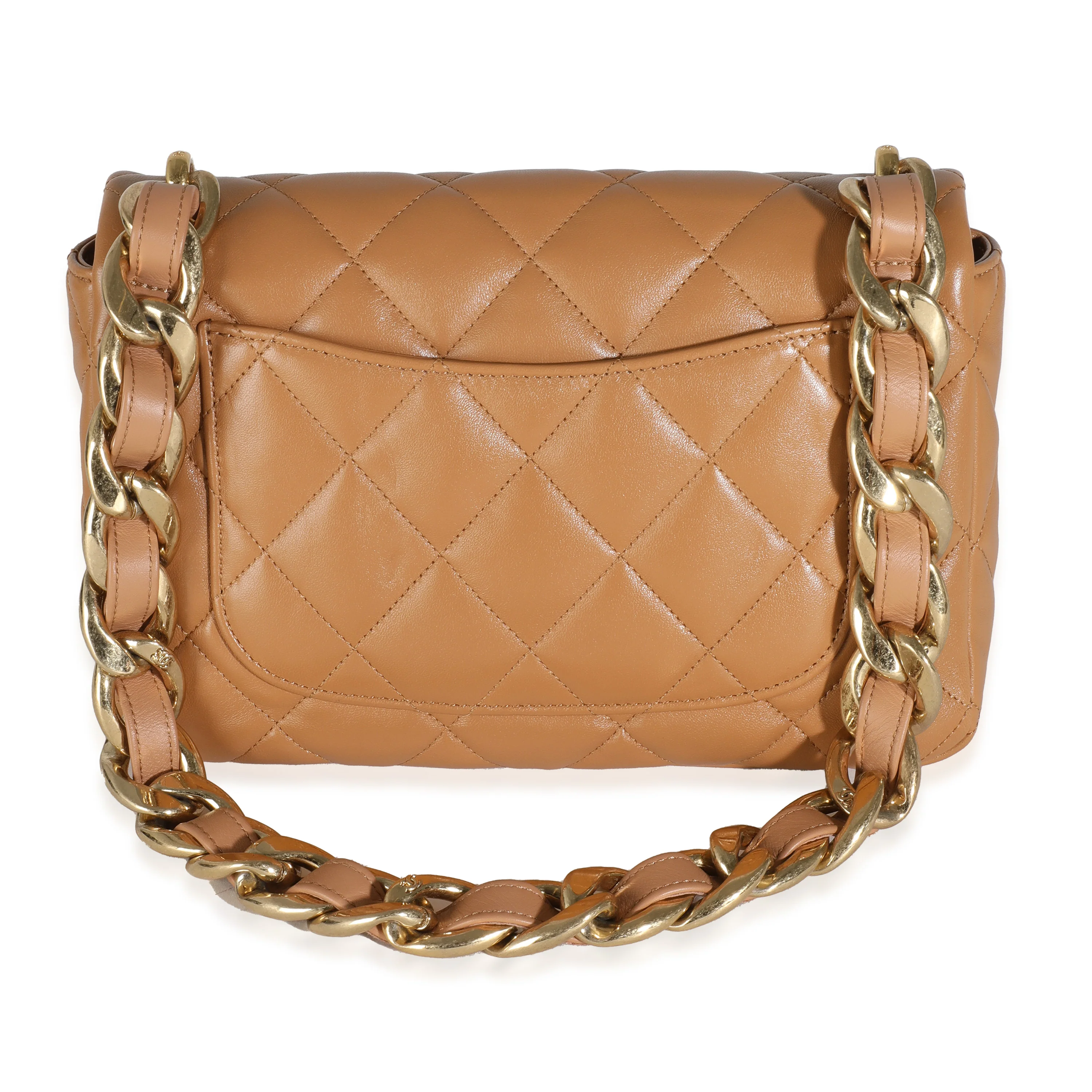 Tan Quilted Lambskin Medium Funky Town Flap Bag - Image 4