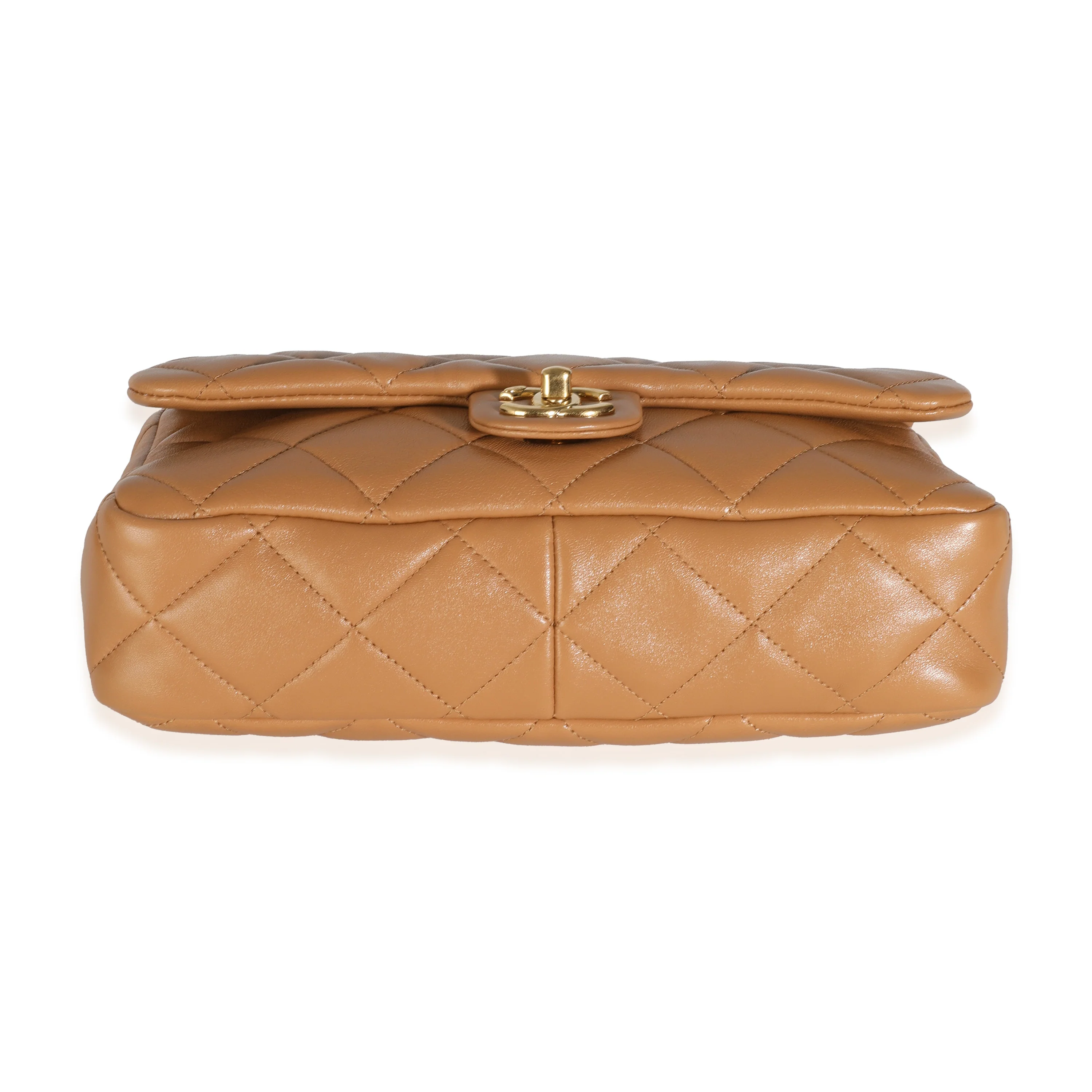 Tan Quilted Lambskin Medium Funky Town Flap Bag - Image 5