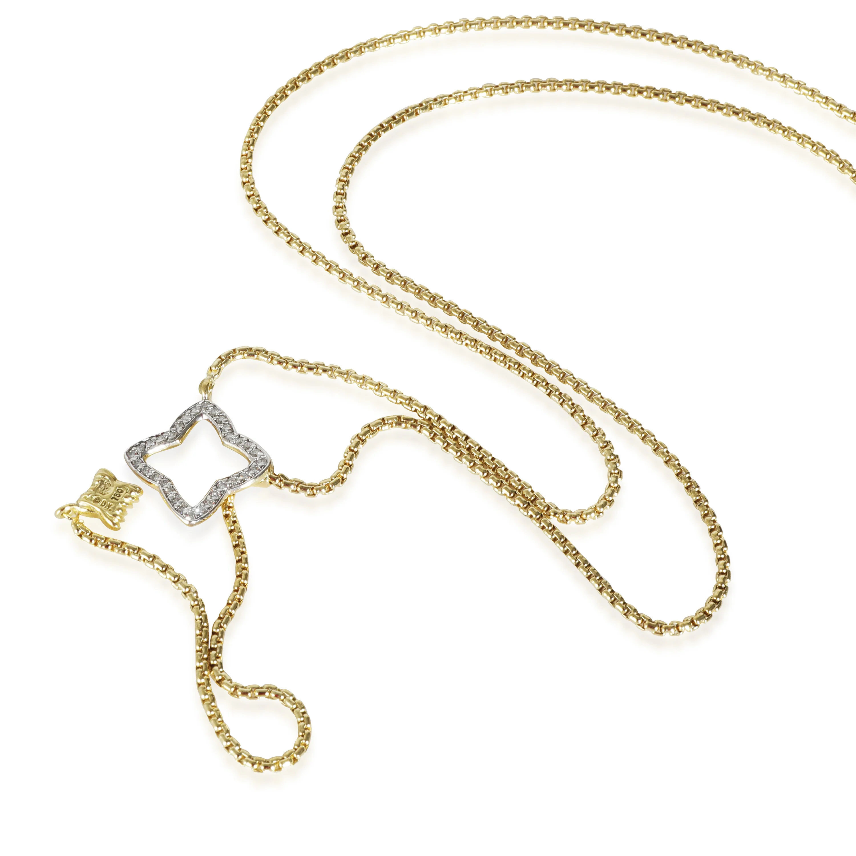 Quatrefoil Diamond Lariat Necklace in 18K Yellow Gold 0.25 CTW - Image 3