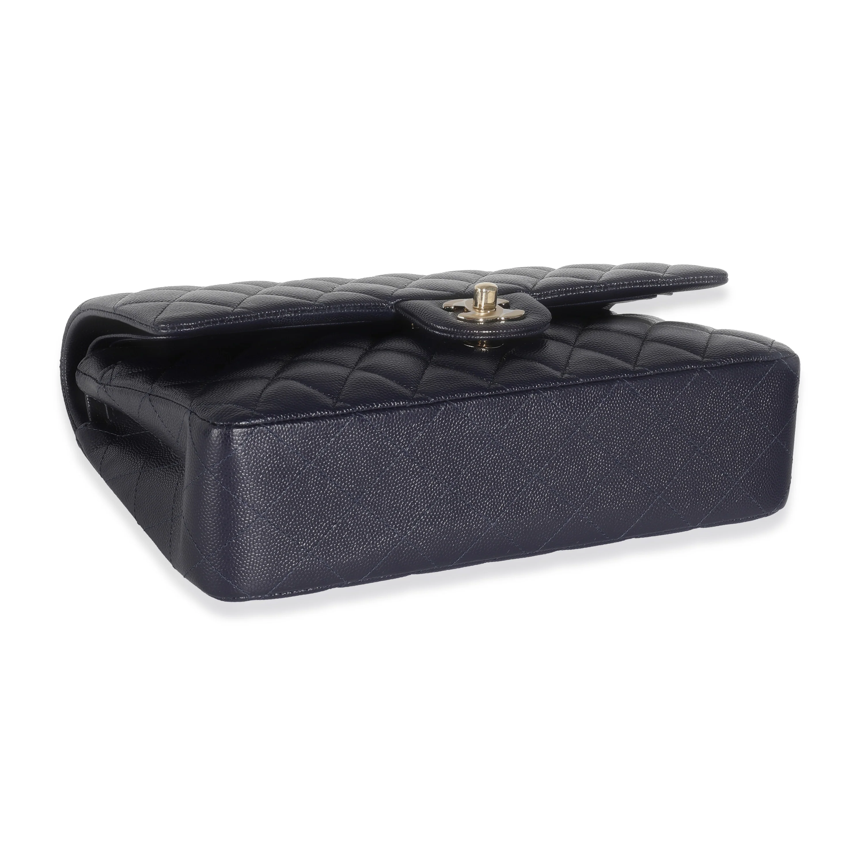 Navy Quilted Caviar Medium Classic Double Flap Handbag - Image 6