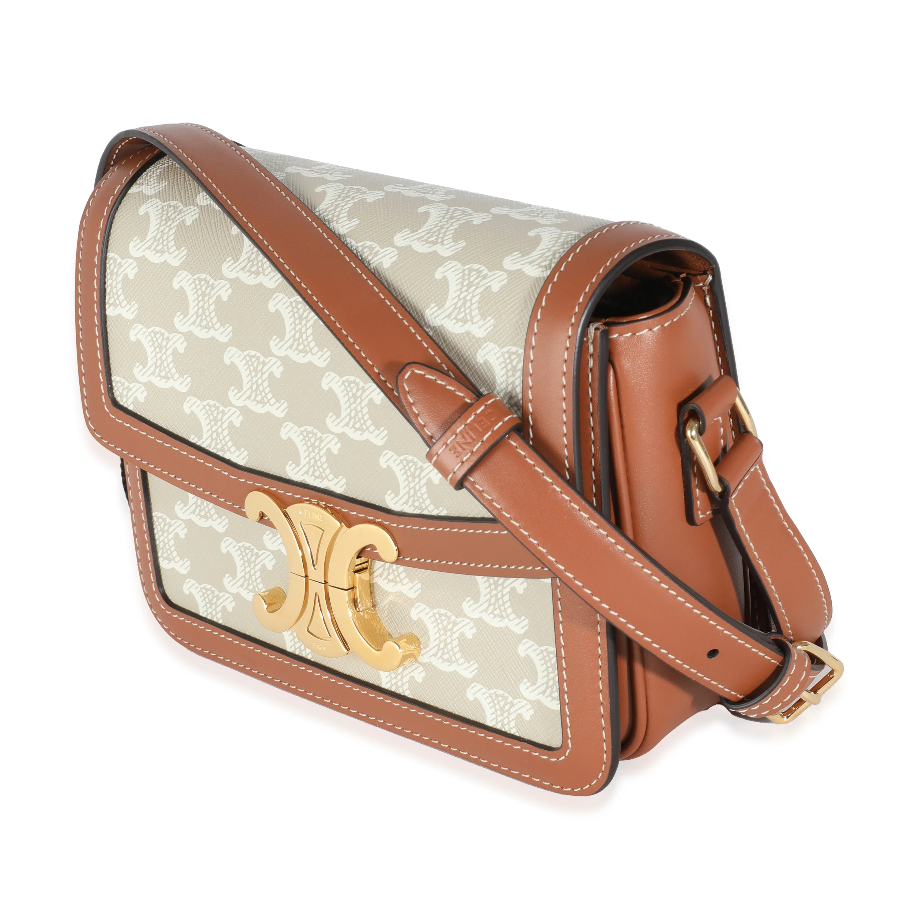 White Calfskin Triomphe Canvas Teen Triomphe Bag - Image 2