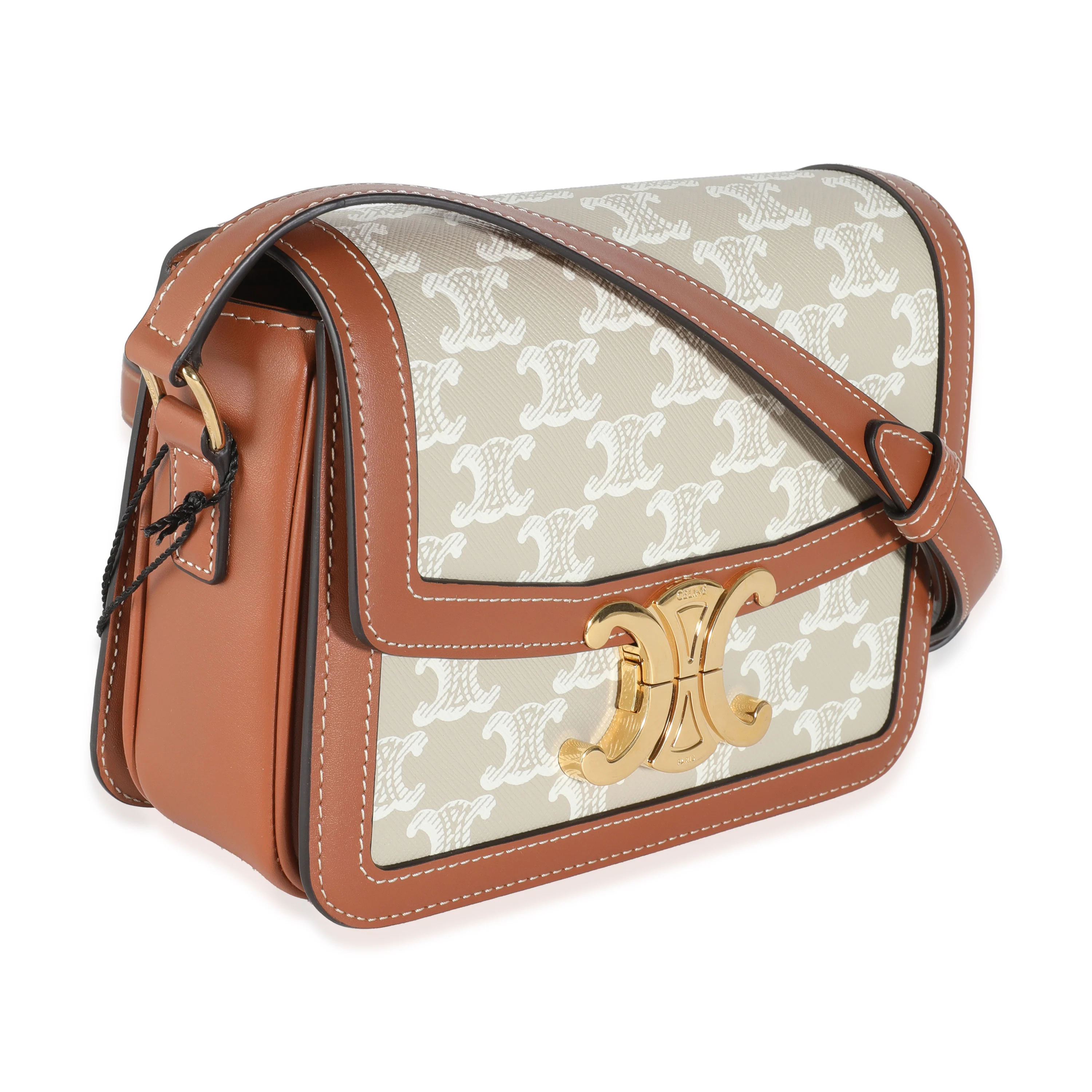 White Calfskin Triomphe Canvas Teen Triomphe Bag - Image 3