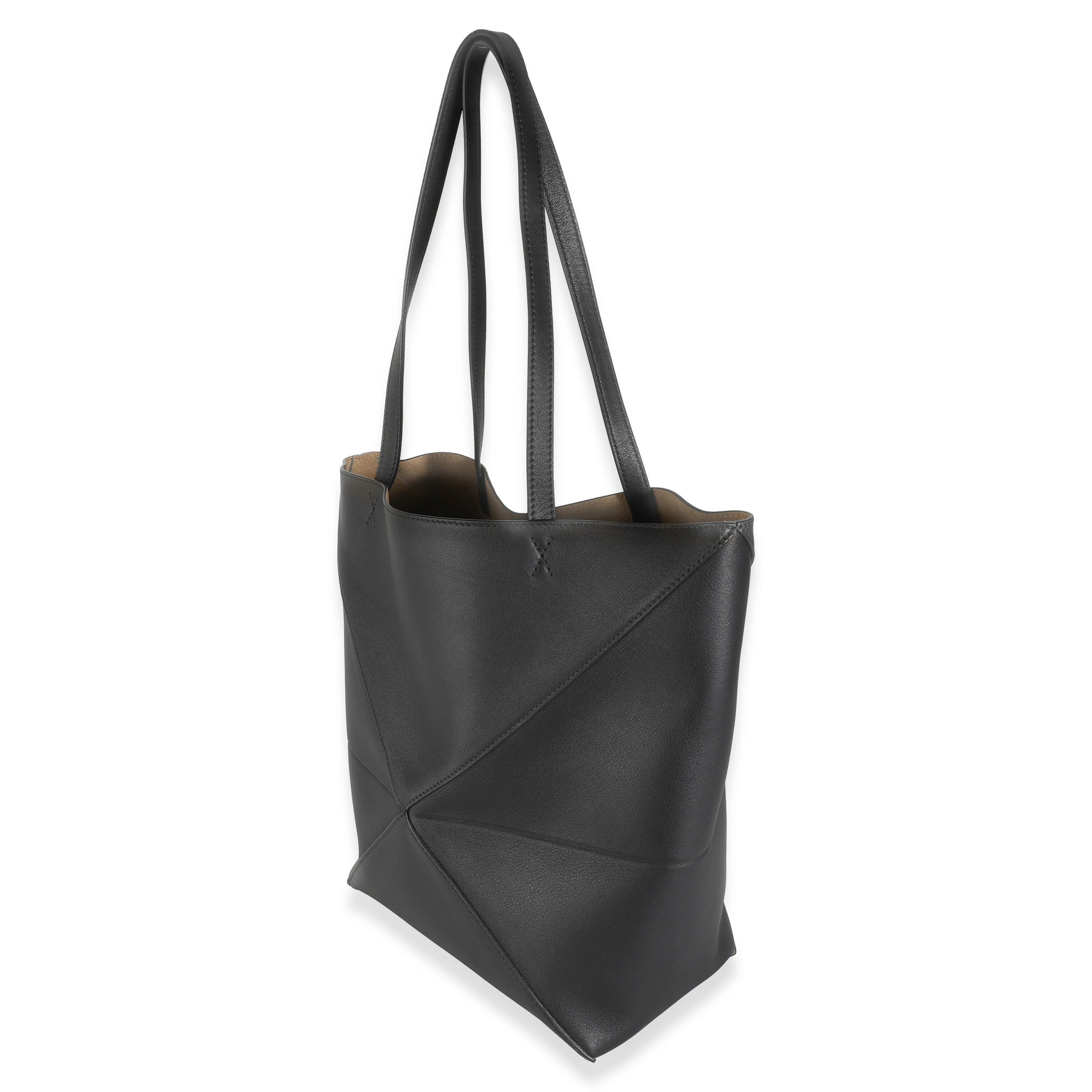 Black Shiny Calfskin Medium Puzzle Tote - Image 2